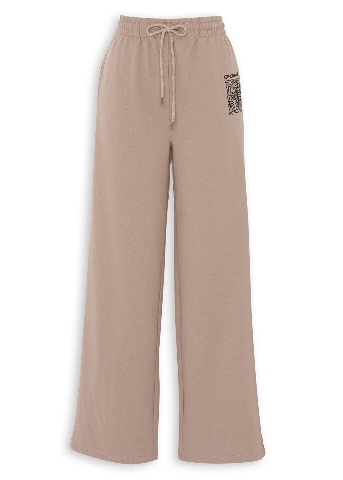 argue DRY COTTON PLANE SWEAT FOODIE＆パンツ Beige & Black Wide Leg Sweat Pants (3240325) | Ginger Mary