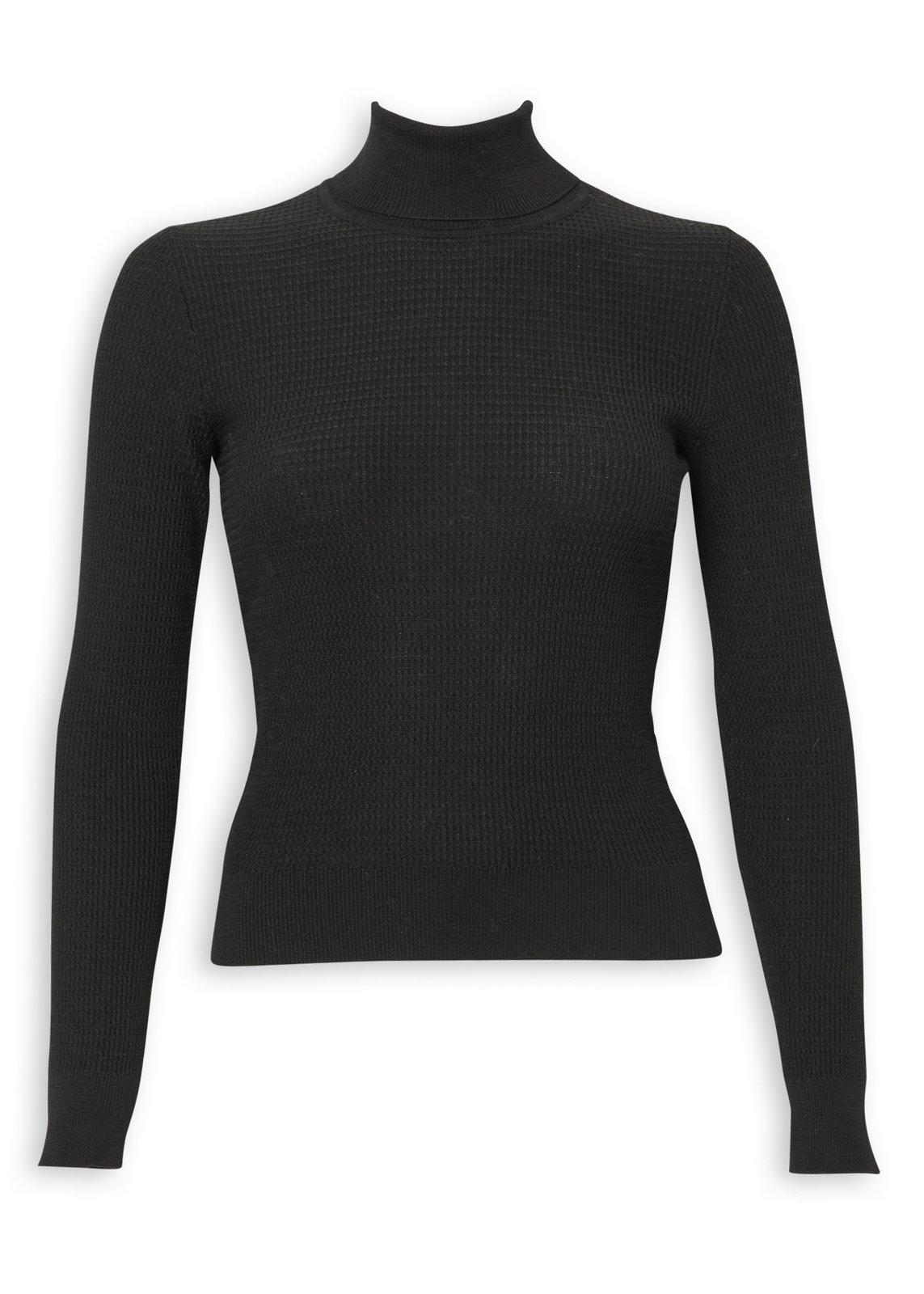 Black Textured Polo Neck Jersey (3240416) | Inwear