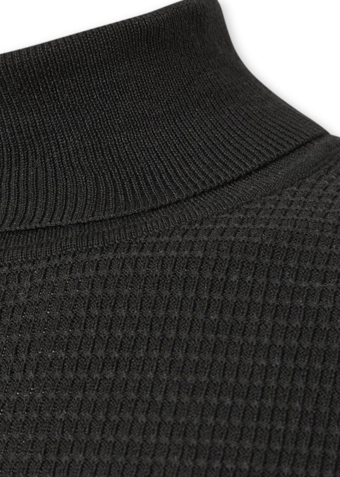 Black Textured Polo Neck Jersey (3240416) | Inwear