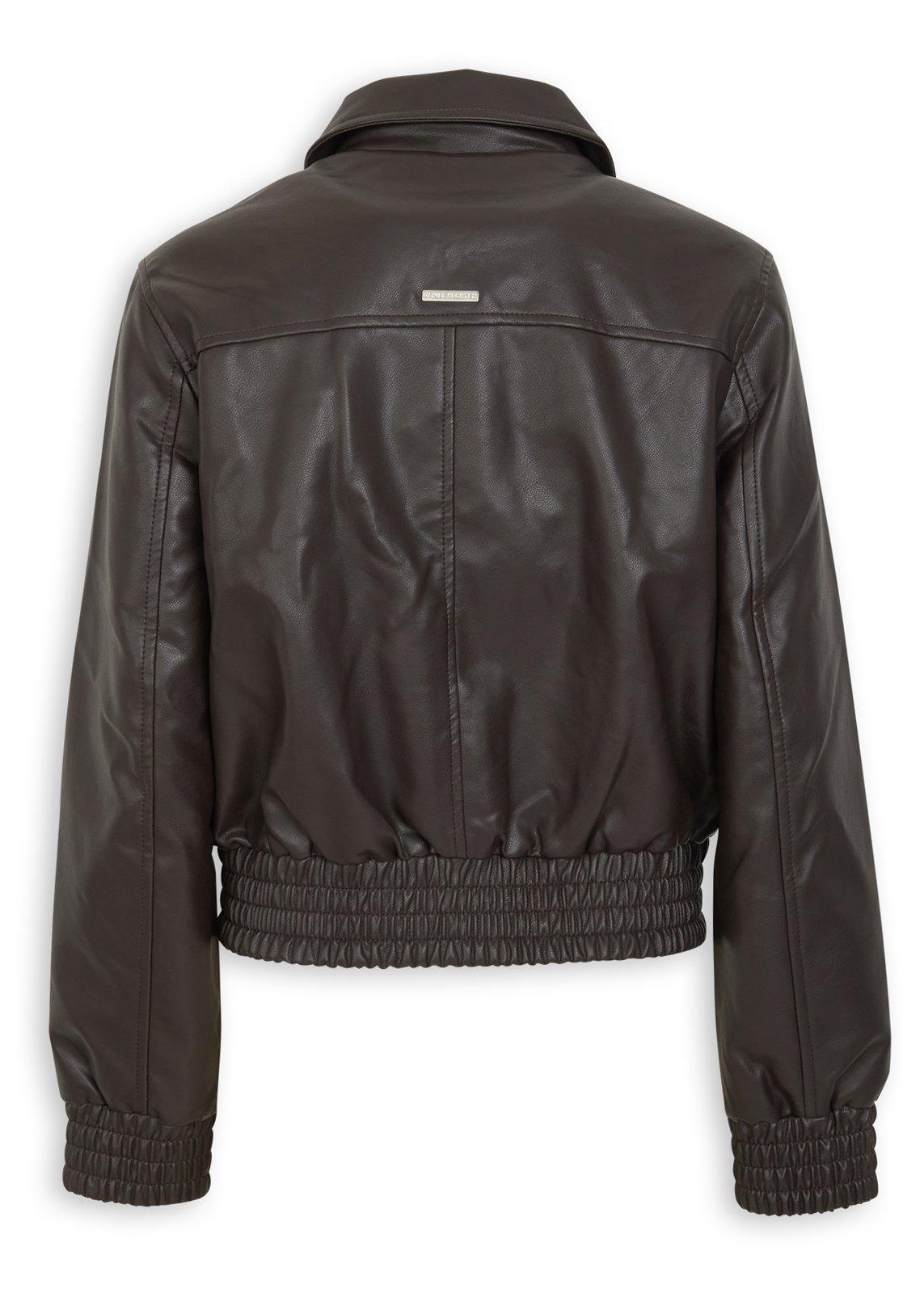 Chocolate Pleather Bomber Jacket (3240464) | Daniel Hechter