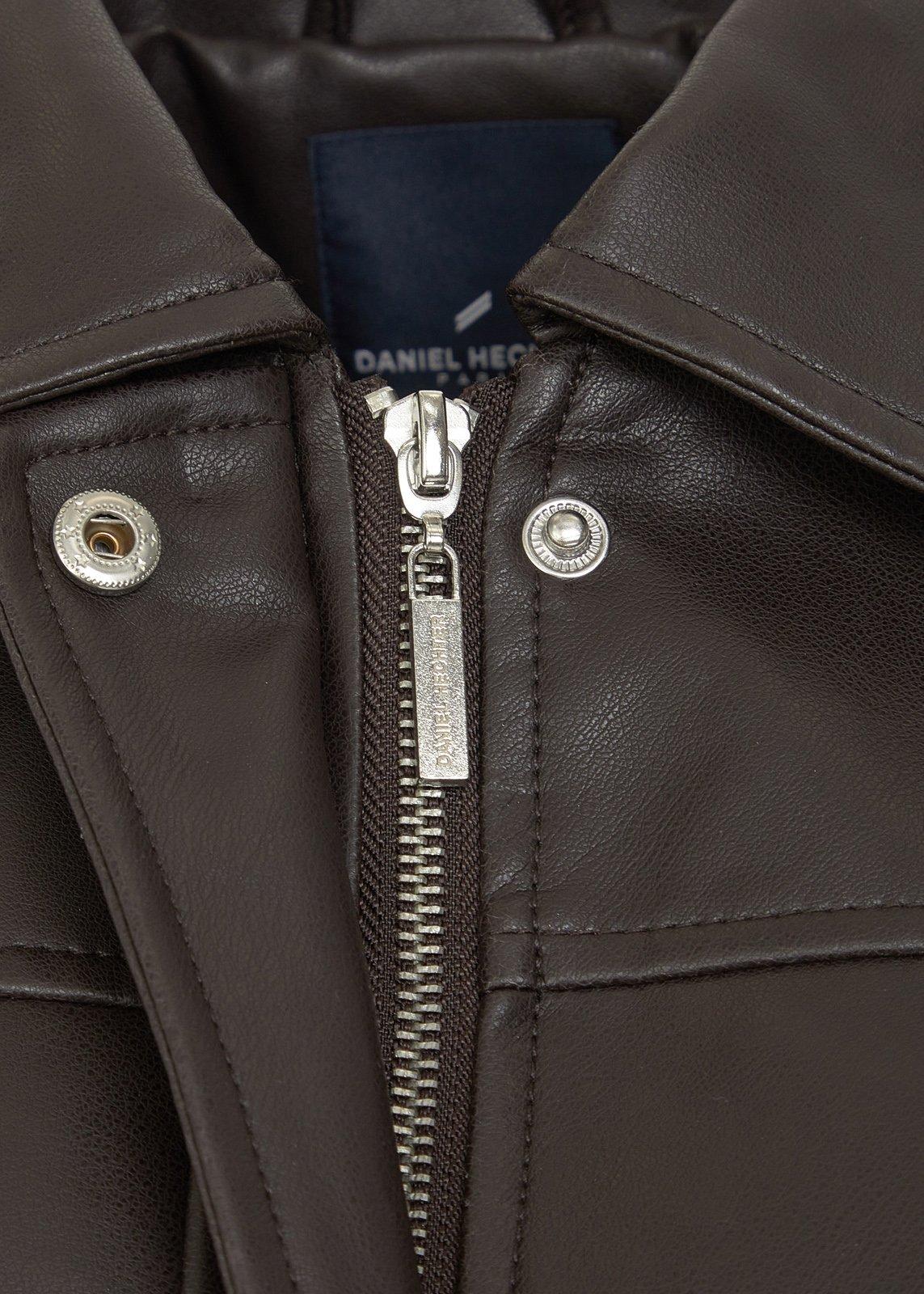 Chocolate Pleather Bomber Jacket (3240464) | Daniel Hechter