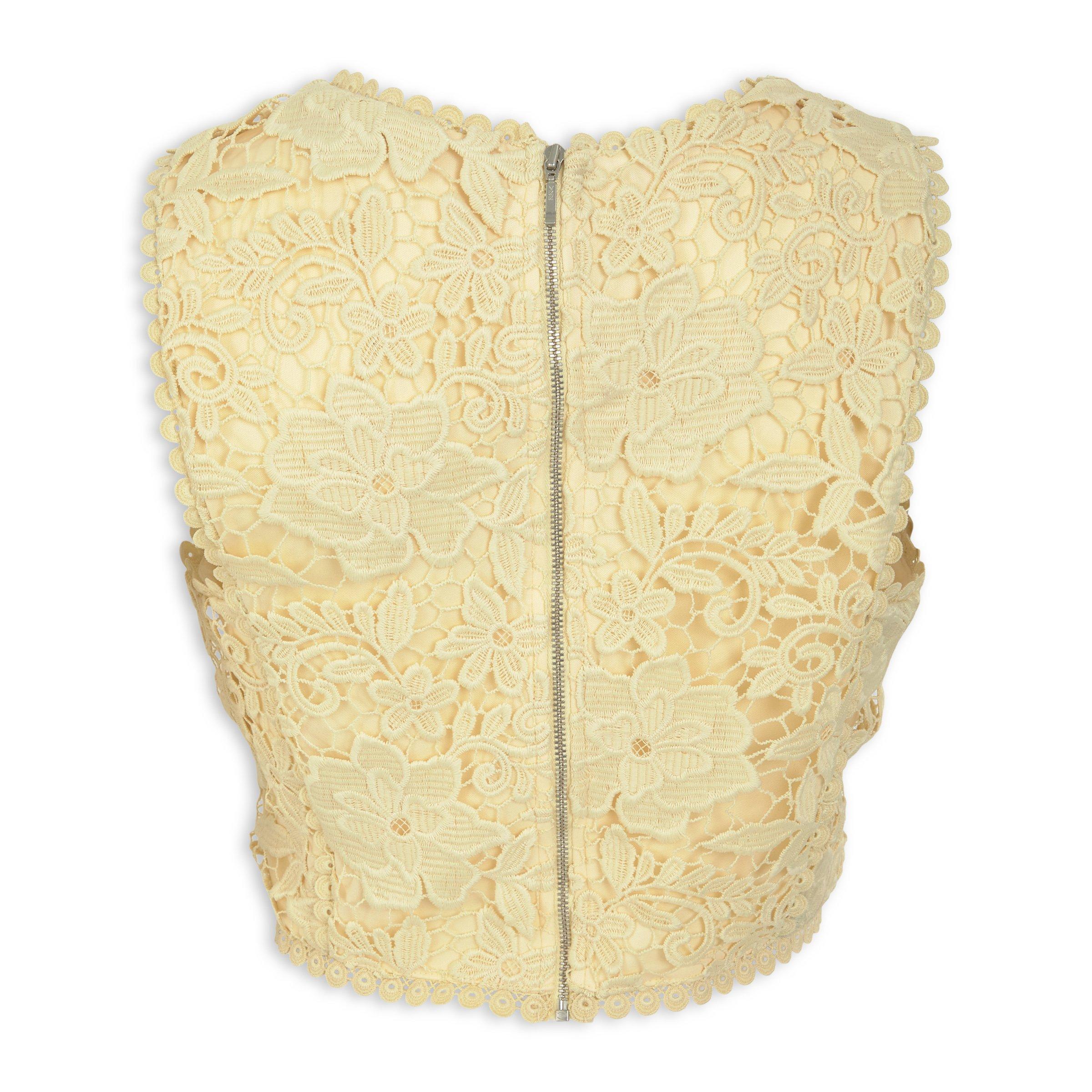 Yellow Lace Crop Top (3240899) | Arlow