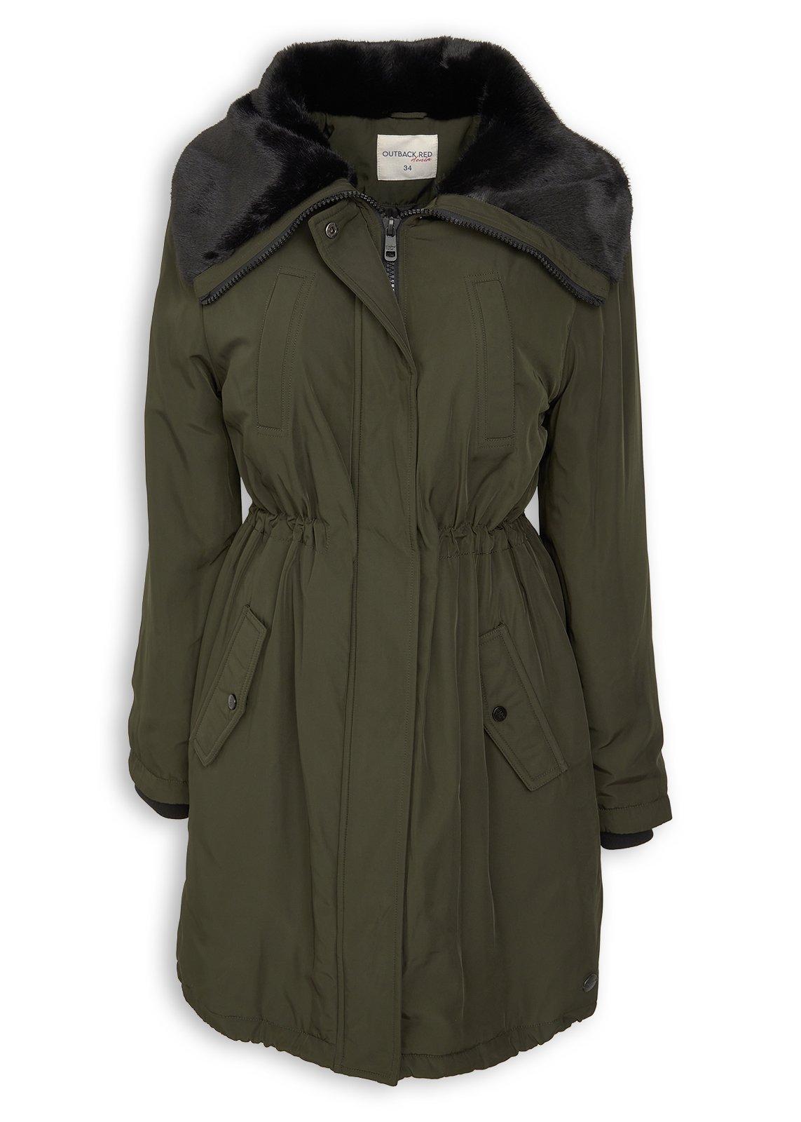 Green Faux Fur Trim Jacket (3241023) | OUTBACK RED