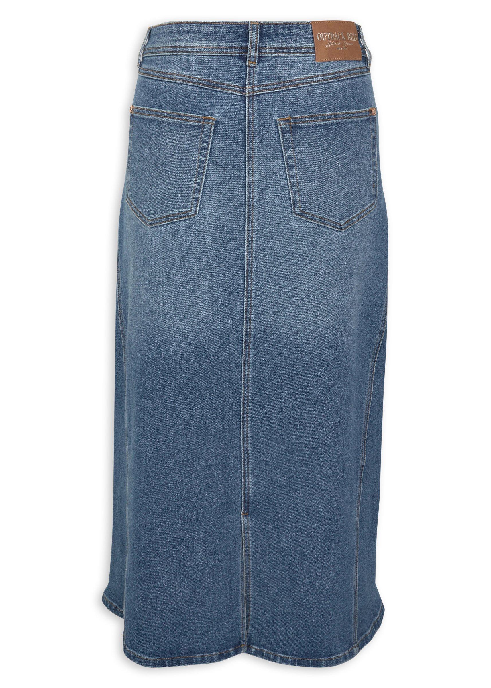 Midi Blue Denim Pencil Skirt (3241026) | OUTBACK RED