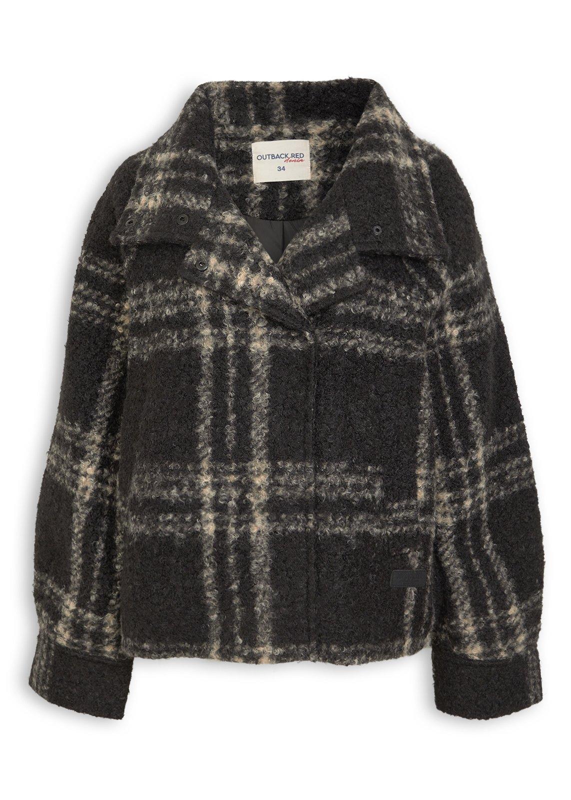 Black Boucle Check Coat (3241127) | OUTBACK RED