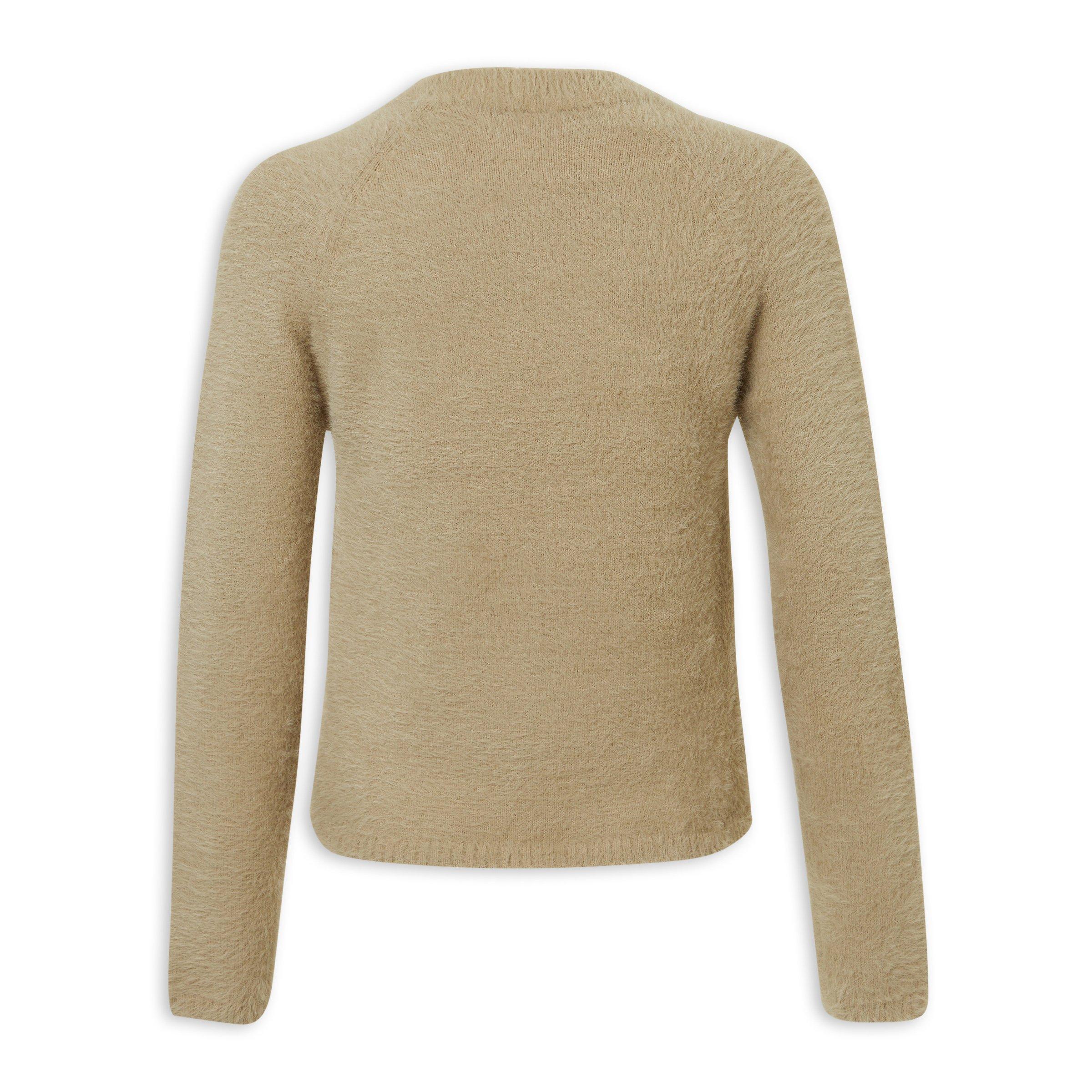 Fluffy Knit Brown Crew Neck Jersey (3241154) | Identity