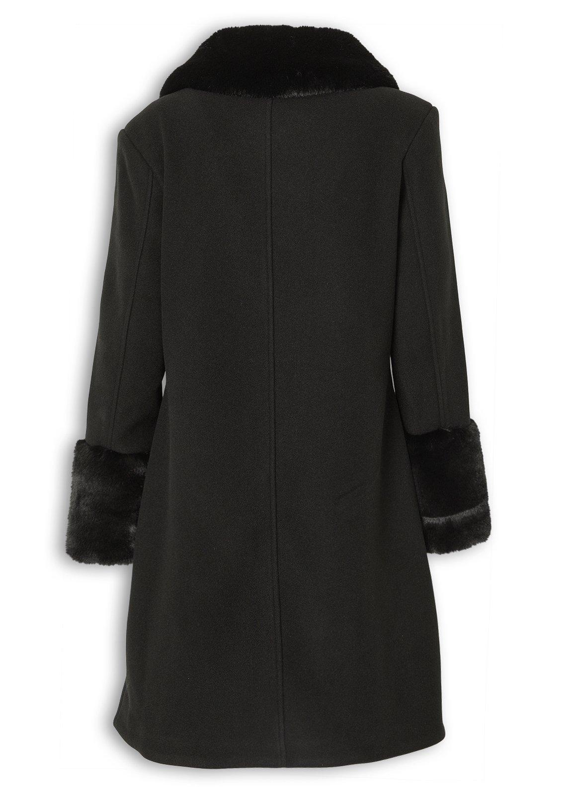 Black Faux Fur Trim Coat (3241271) | Truworths