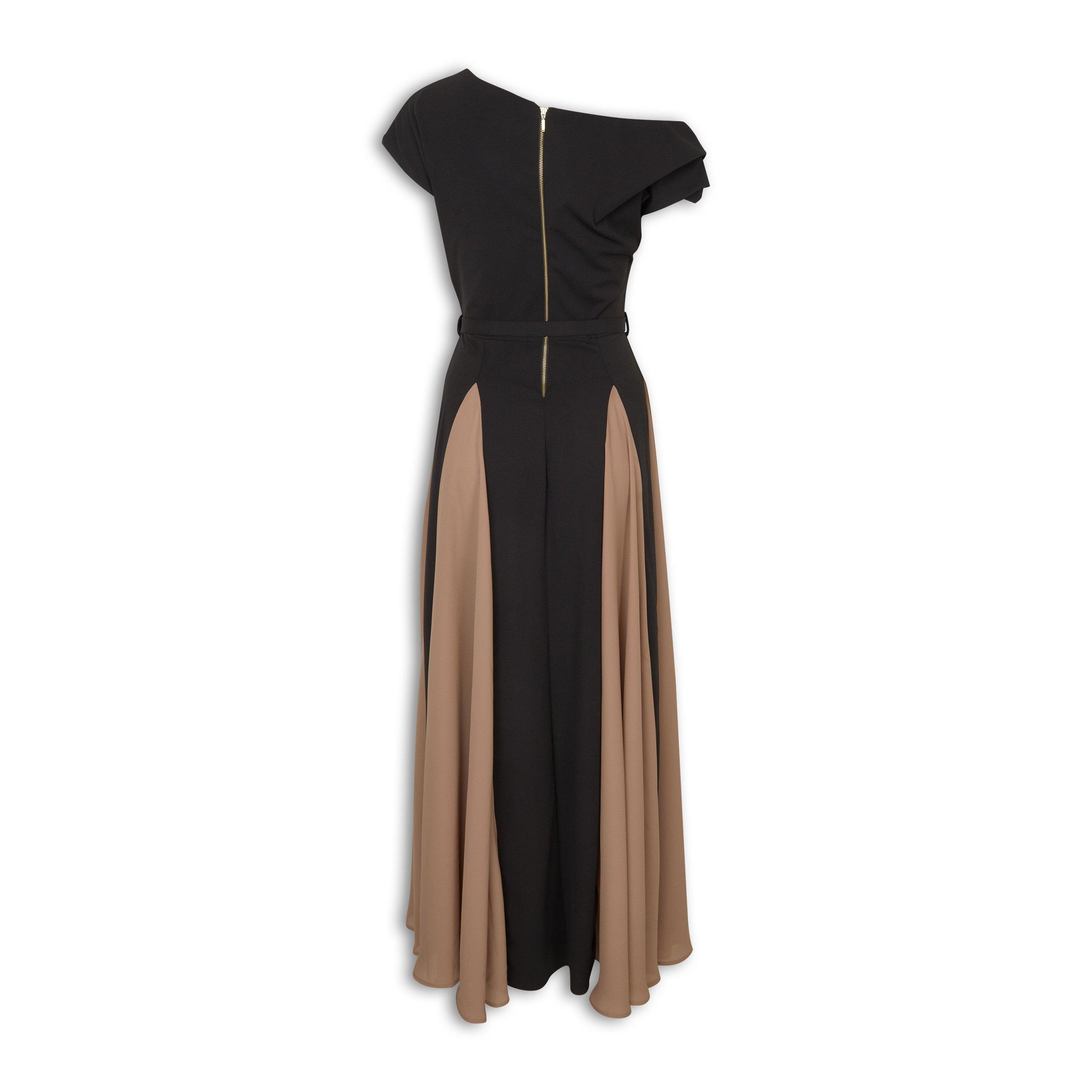 Black & Almond Godet Belted Maxi Dress (3241297) | X&O Ladies
