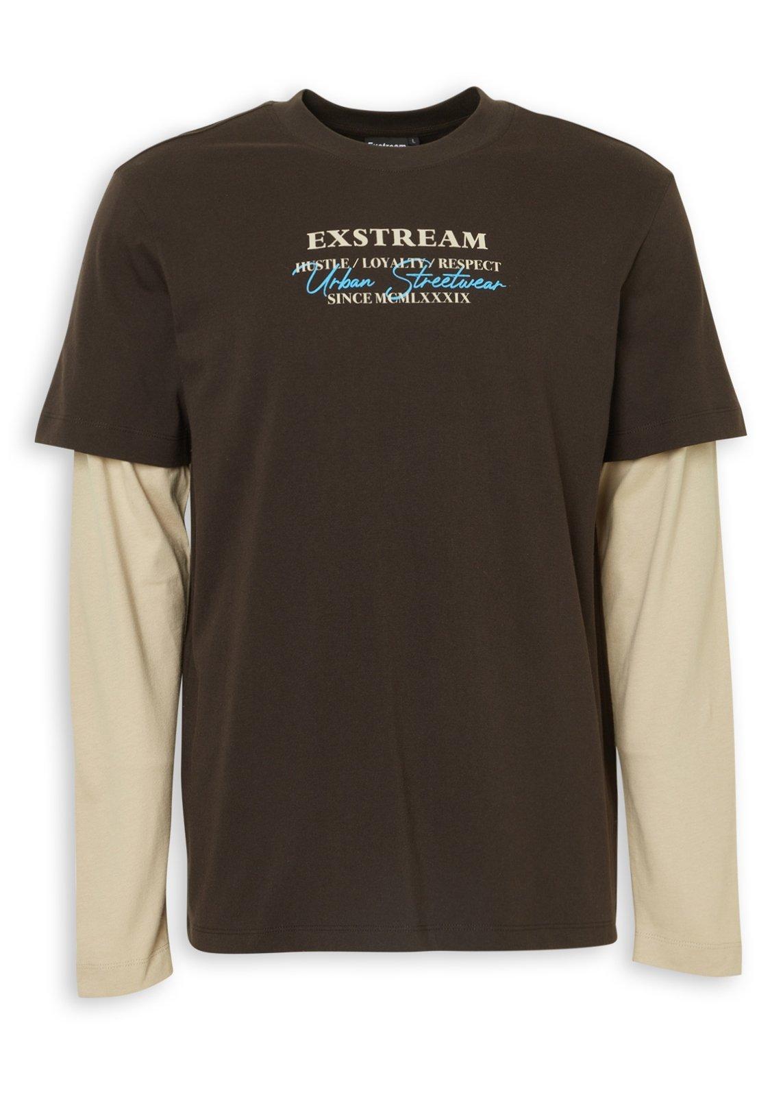 Brown Graphic Long Sleeve Twofer T-shirt (3241348) | Exstream