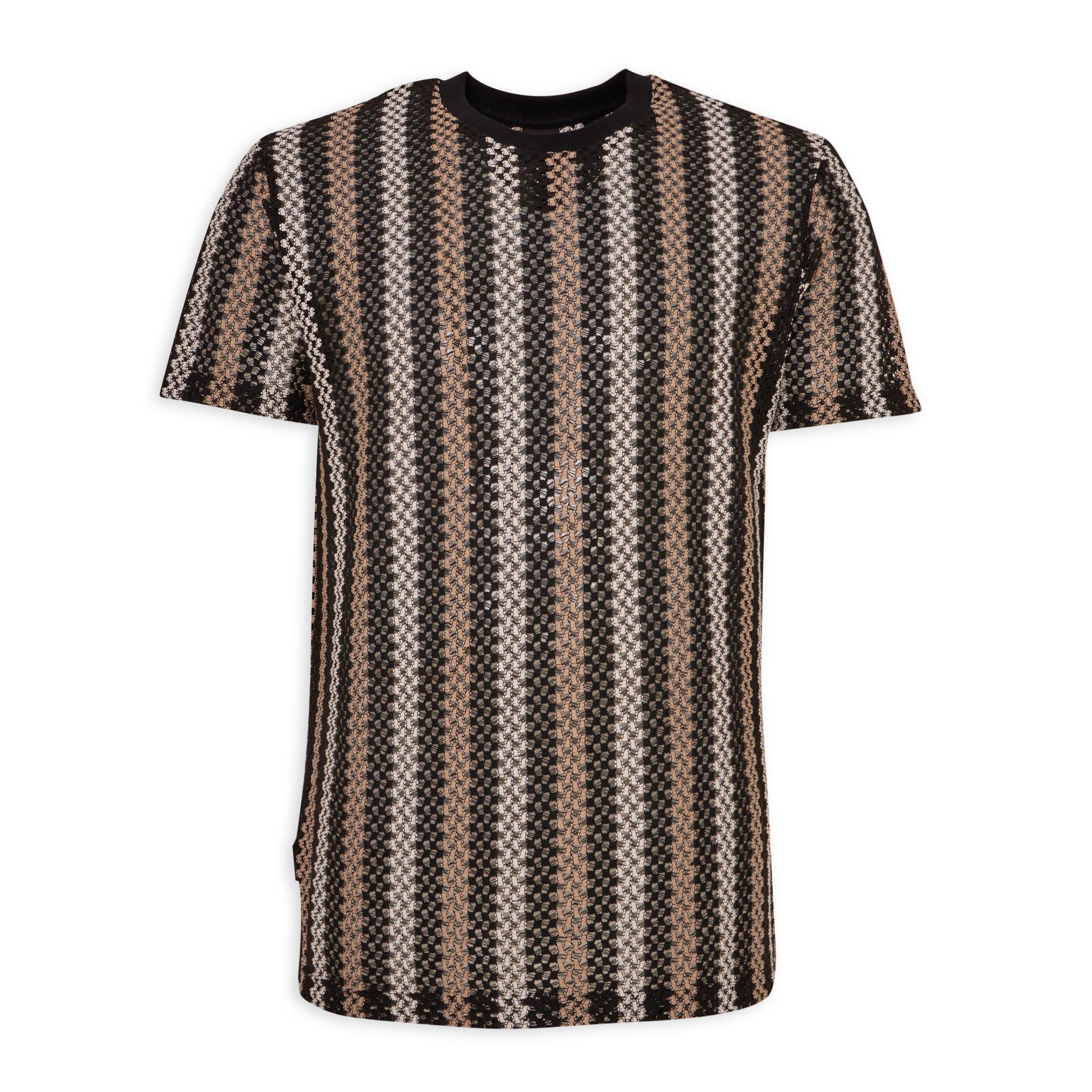 Black and Stone Stripe OW T-Shirt (3241443) | UZZI