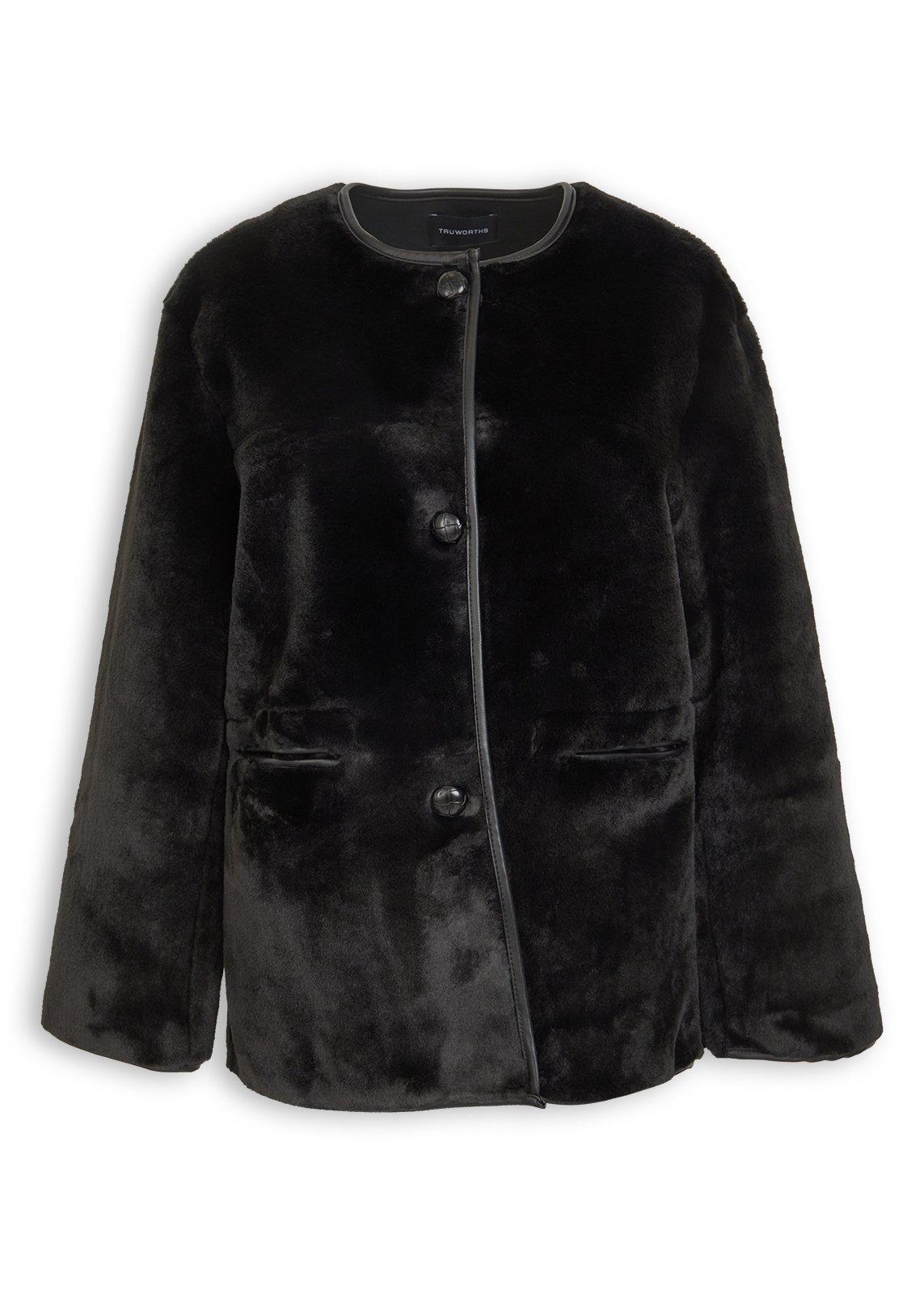 セブンズTV SEVEN'S ALL BLACK JACKET XL Black Bonded Faux Fur Shacket Jacket (3241447) | Truworths