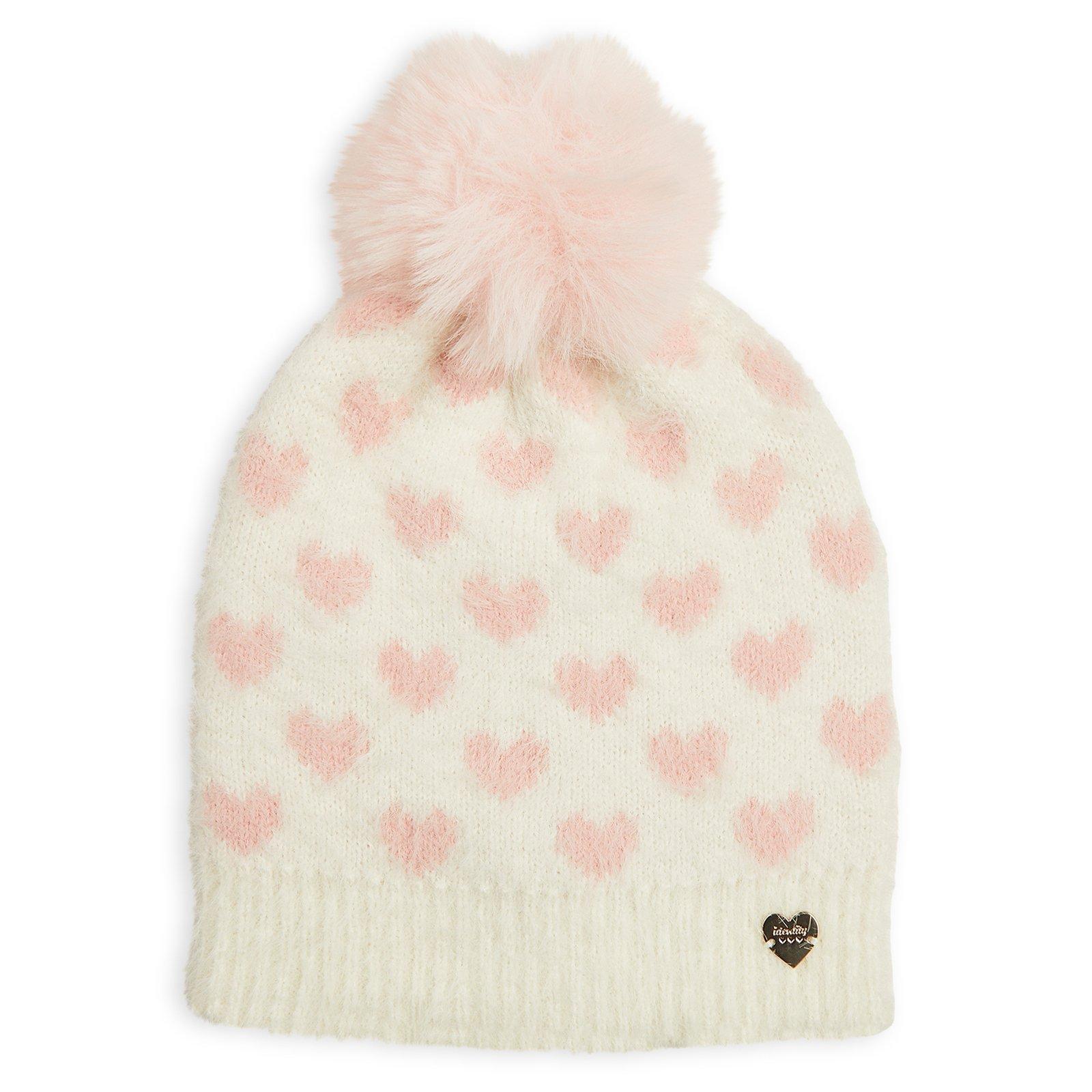 White and Pink Love Faux Fur Beanie (3241525) | Identity