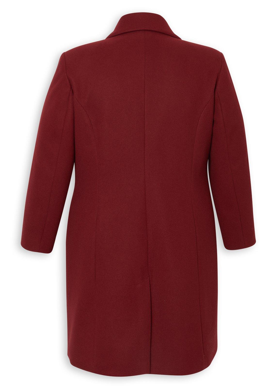Burgundy Plus Size Melton Coat (3241606) | Zeta