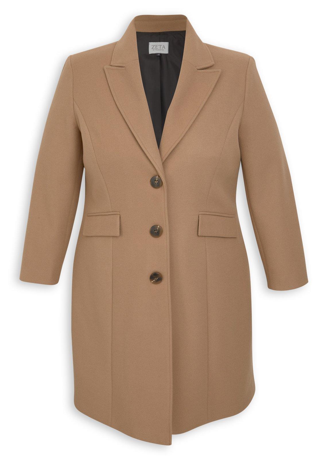 Camel Melton Plus Size Coat (3241607) | Zeta