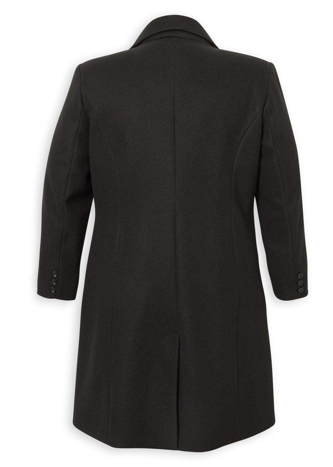 Black Melton Plus Size Coat (3241608) | Zeta