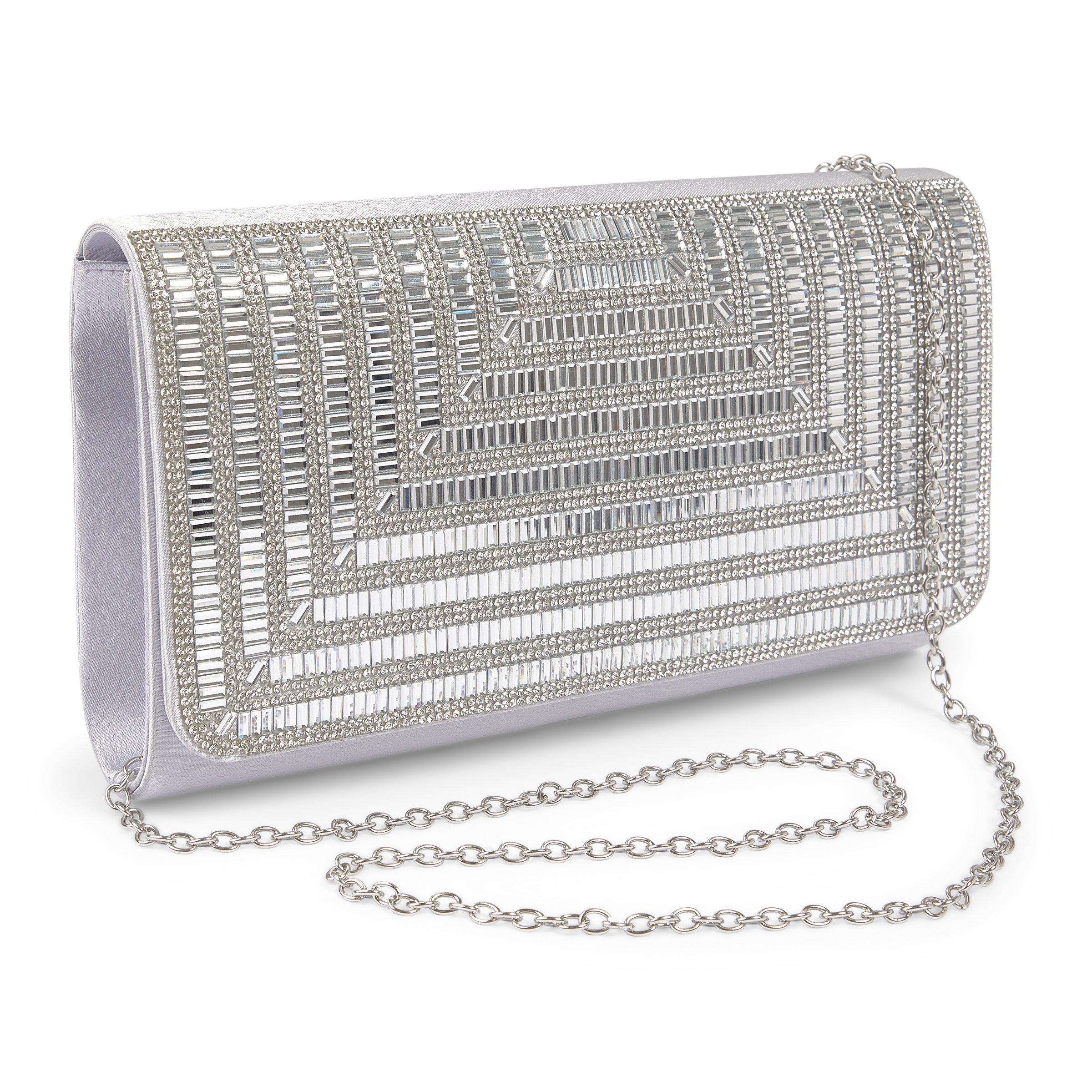 Silver Sparkle Rhinestone Clutch Bag (3241614) | Chameleon