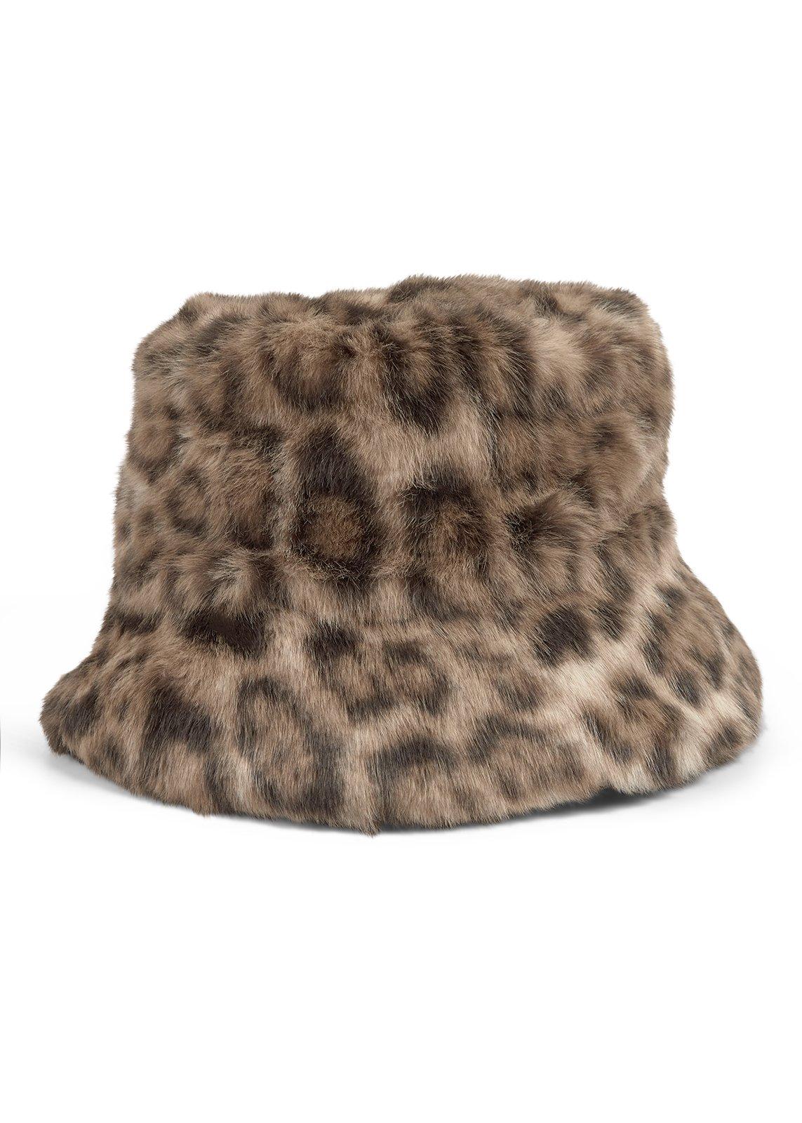 Brown Faux Fur Animal Print Bucket Hat (3241654) | Truworths