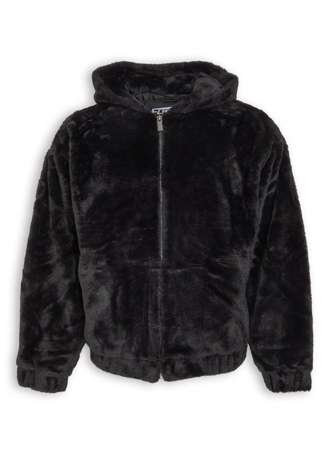 Black Faux Fur Zip-through Jacket (3241679) | Fuel