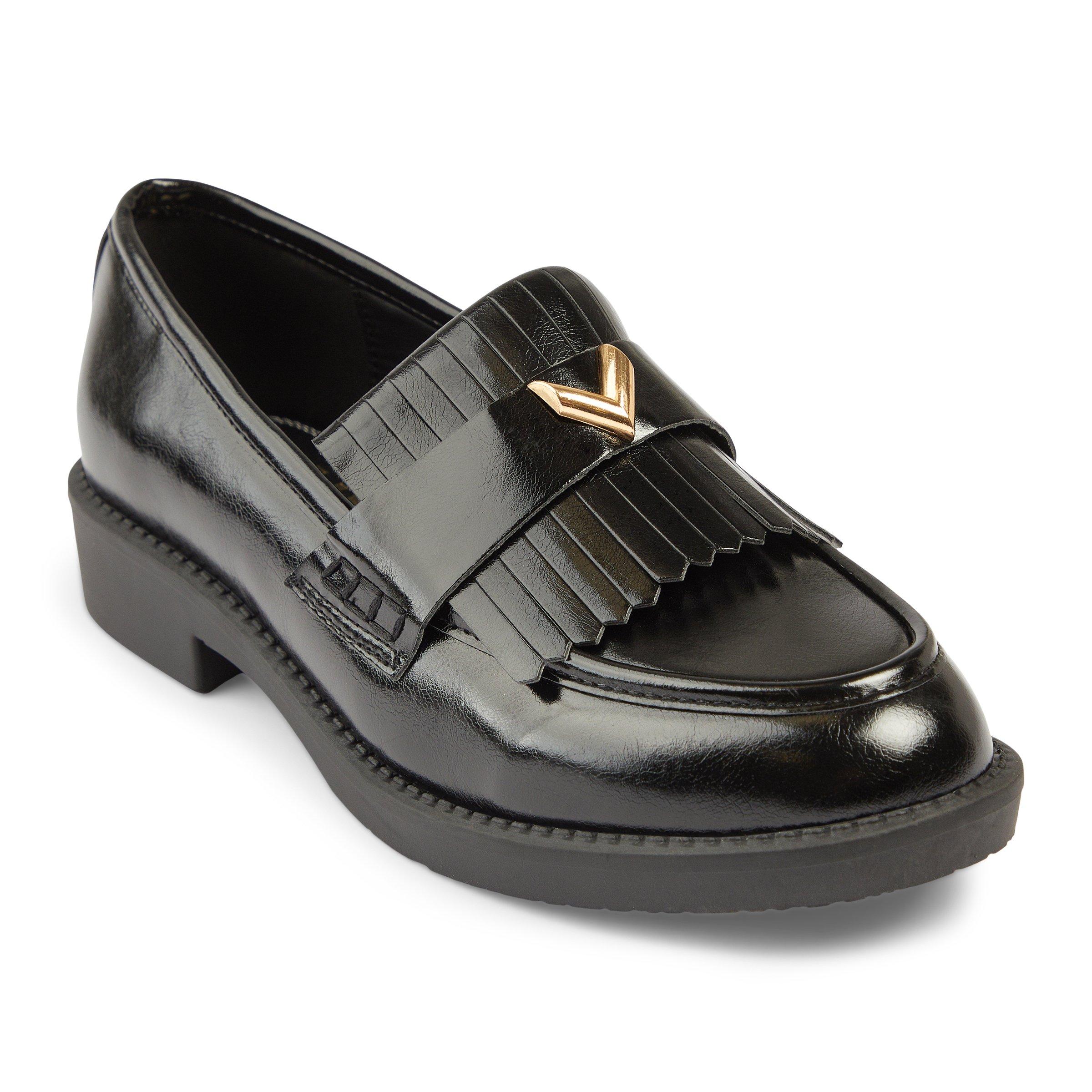 Black Fringe Loafers with Gold Buckle (3242001) | Inwear