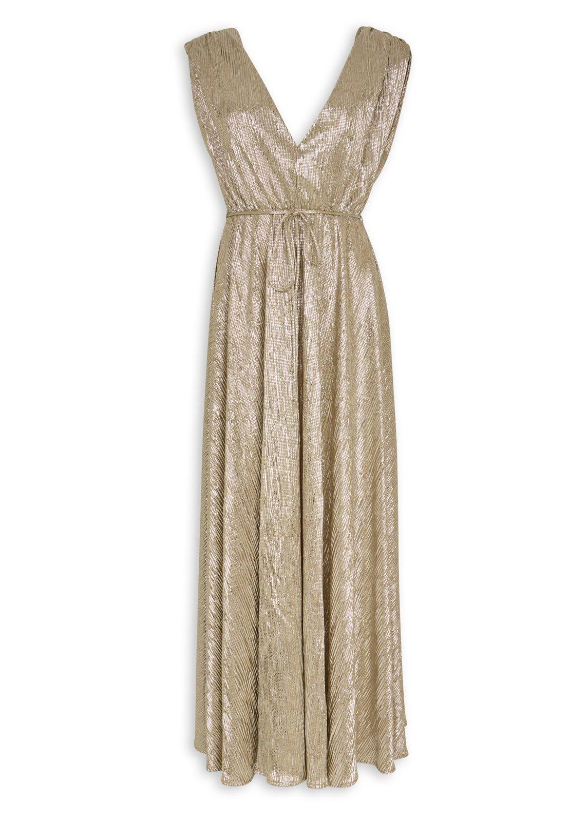 Gold Foiled V-neck Dress (3242017)