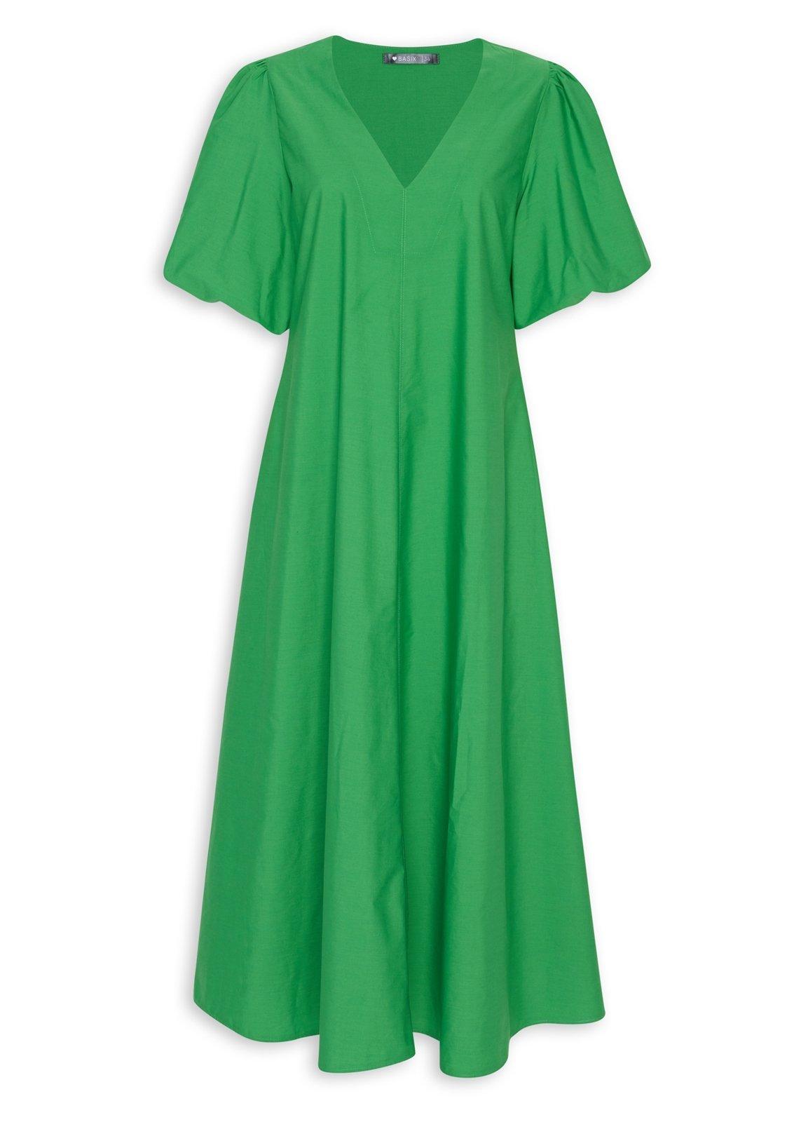 Green Woven Trapeze Dress (3242213) | Basix