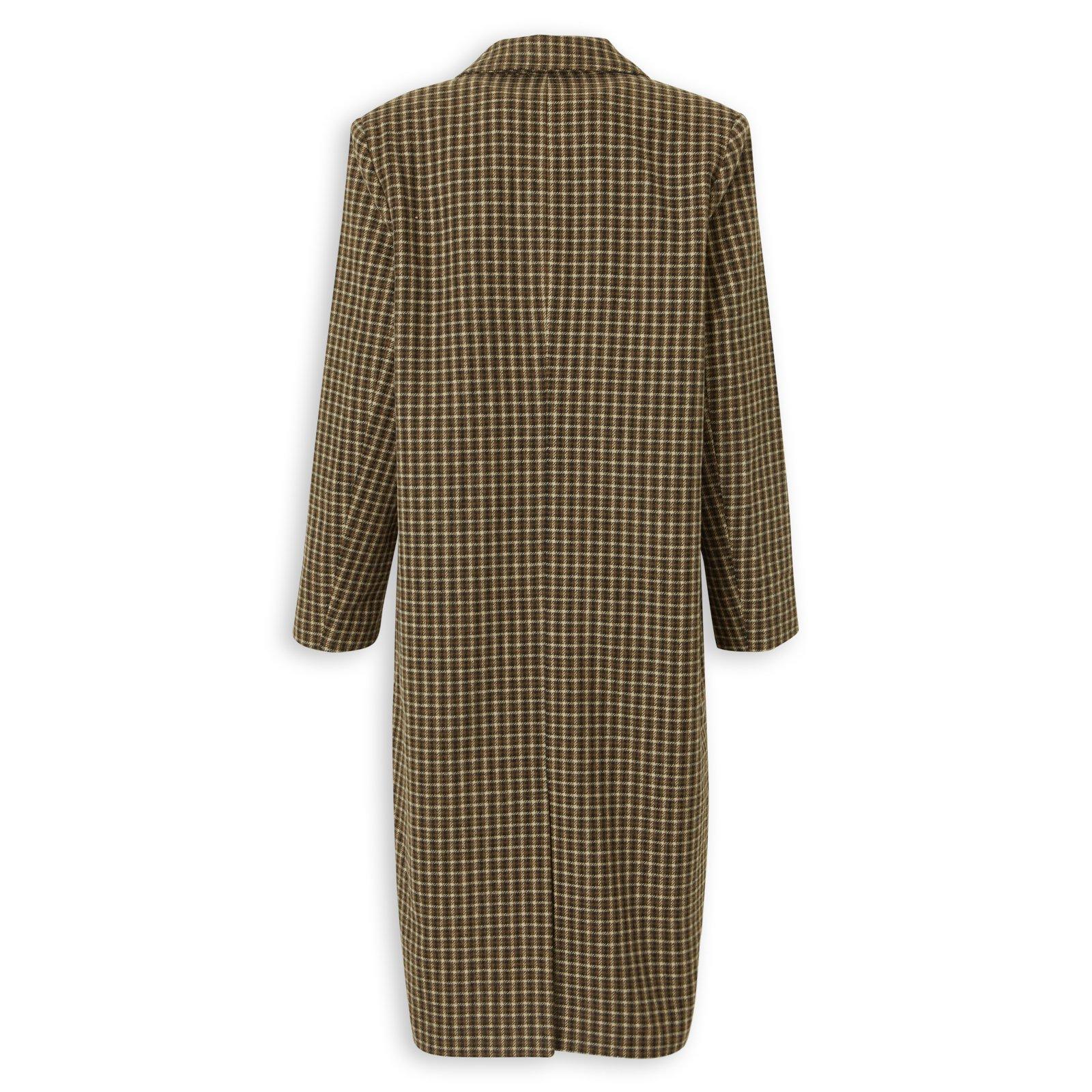 Brown Check Melton Coat (3242325) | Identity