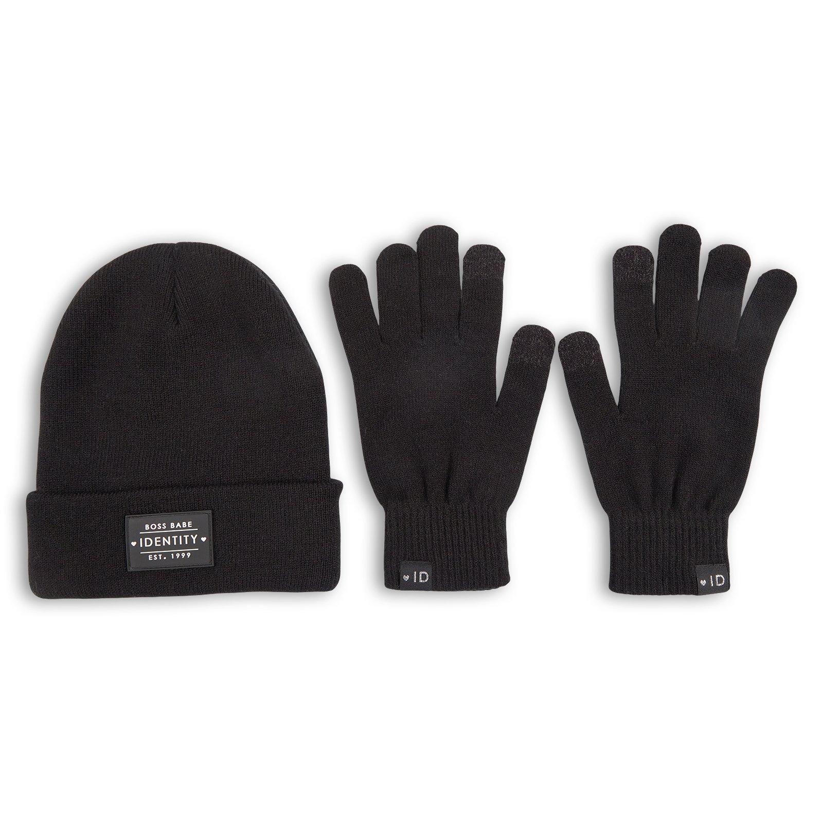 Black Beanie And Glove Set (3242685) | Identity