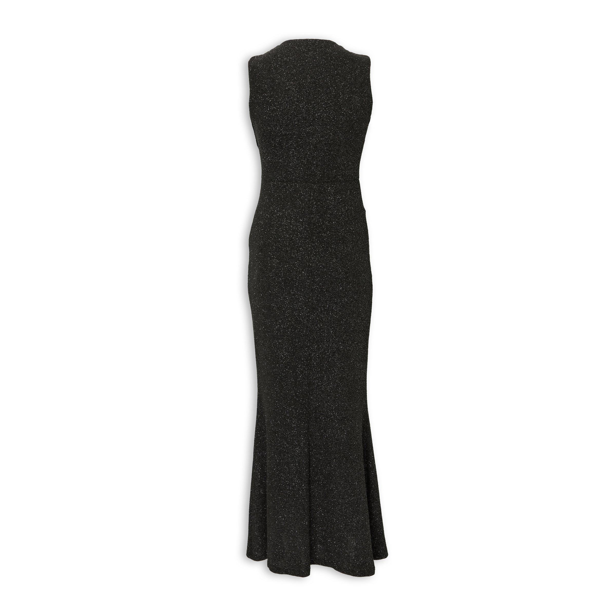 Black Glitter Cowl Dress (3242794)