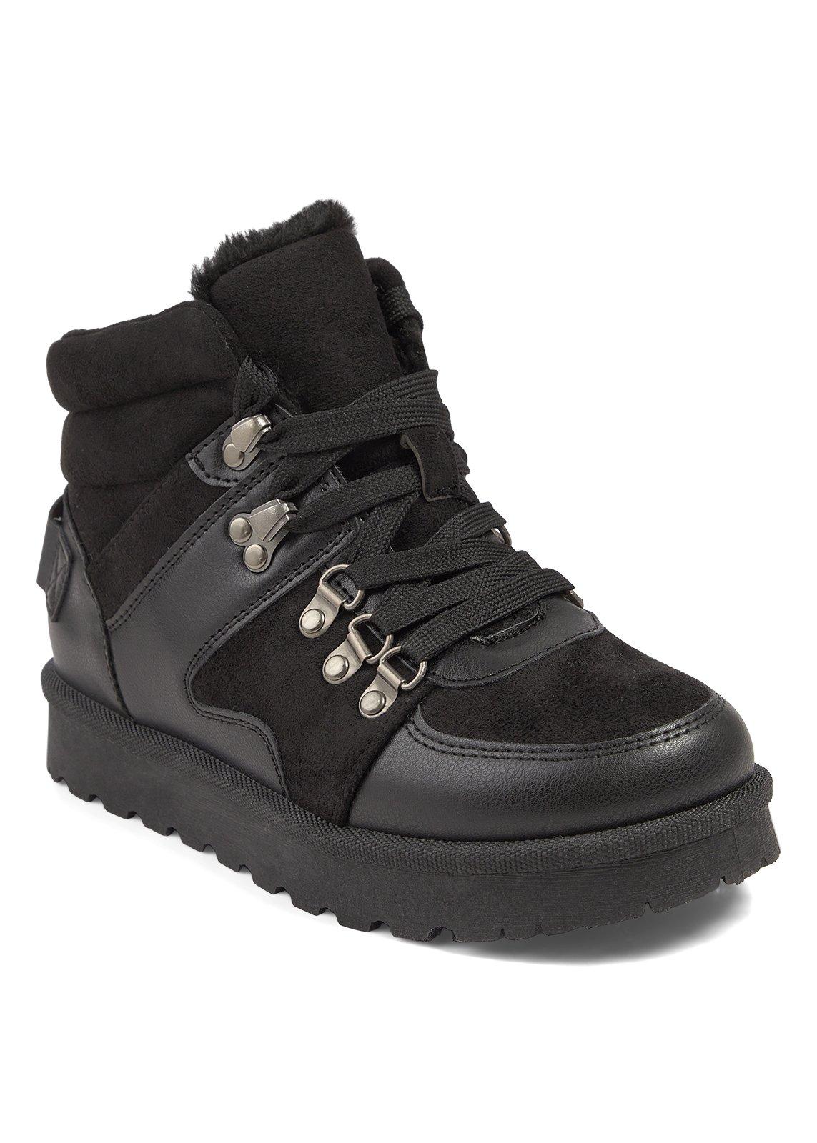 Black Faux Fur Lace Up Boots (3242892) | Truworths