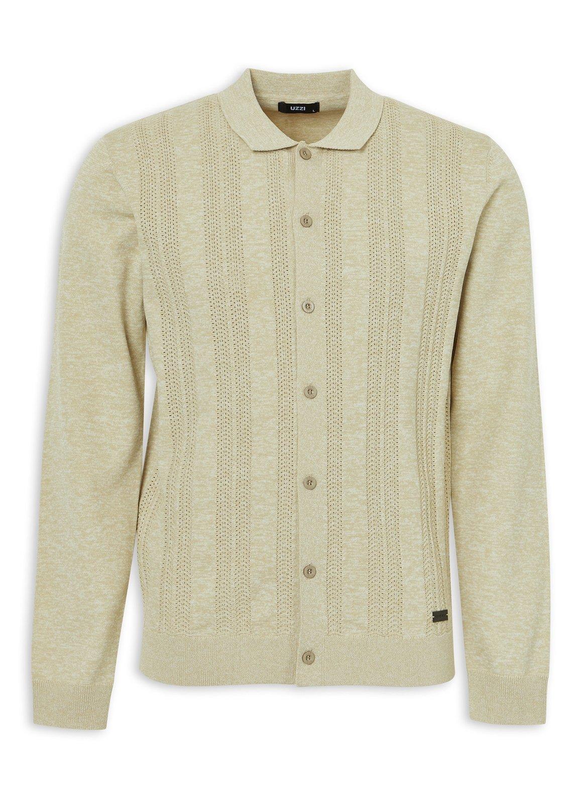 Cream Textured Knit Cardigan (3243063) | UZZI