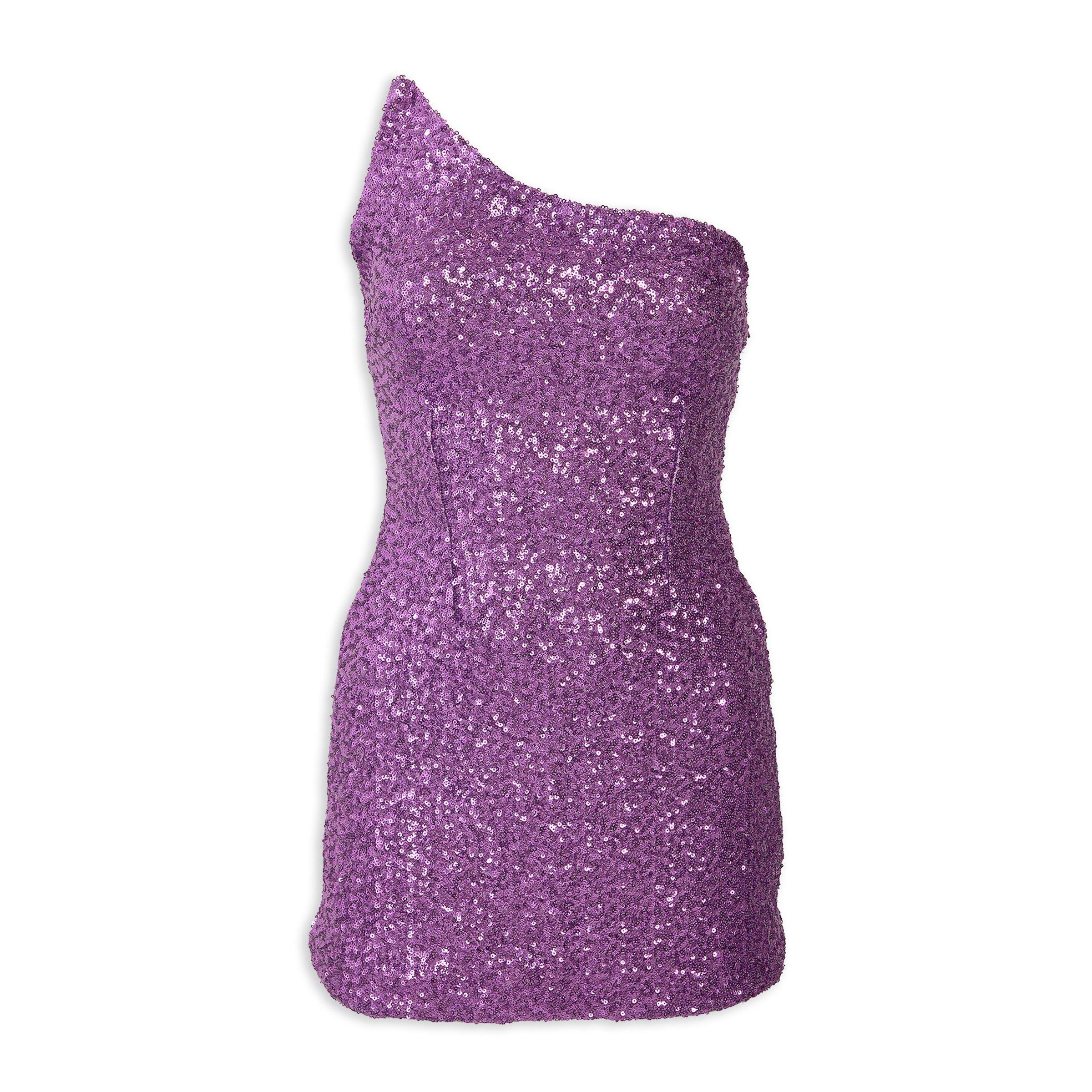 Purple Sequins Asymmetric Dress (3243227) | Koukla