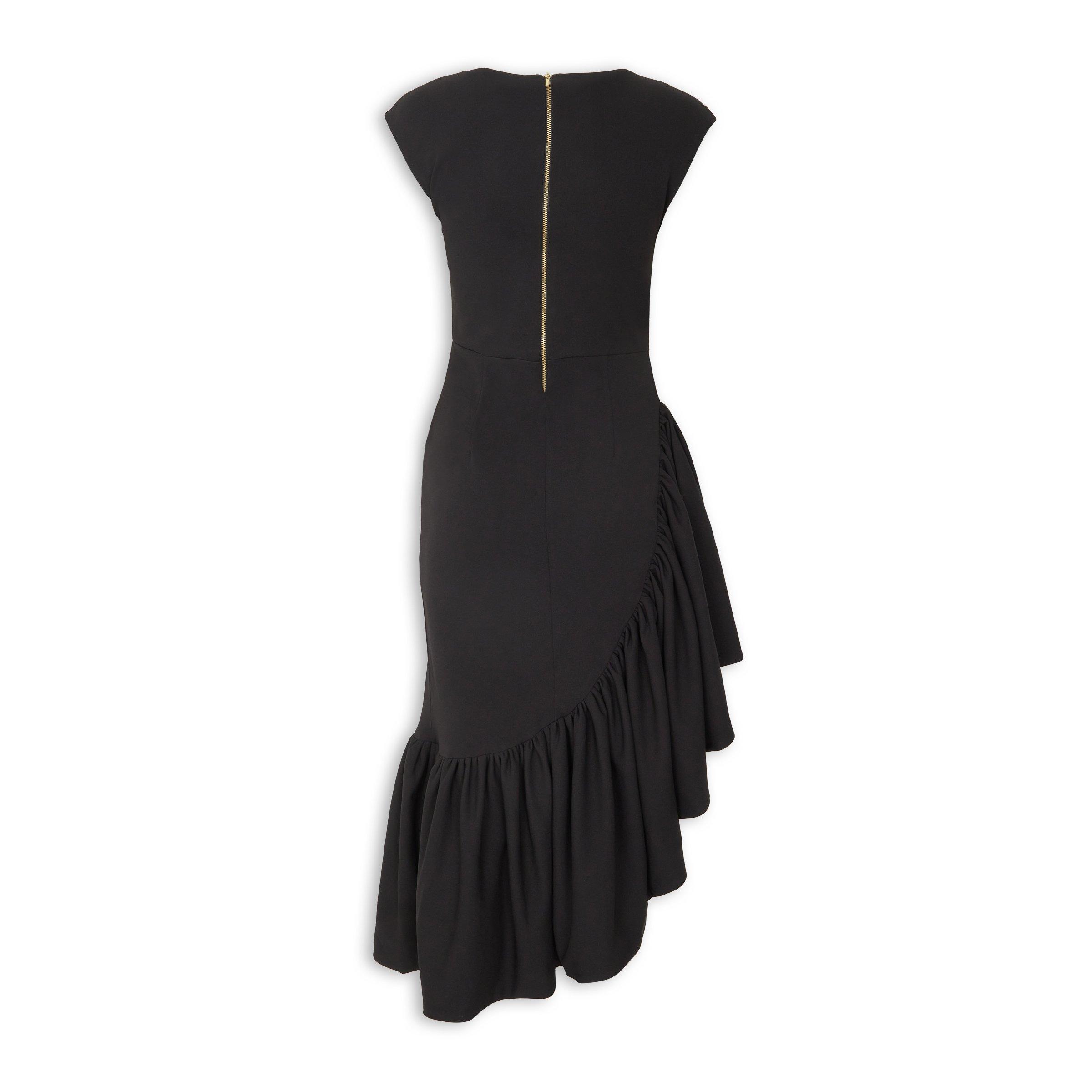 Black Asymmetric Frill Dress (3243265) | Miss Port