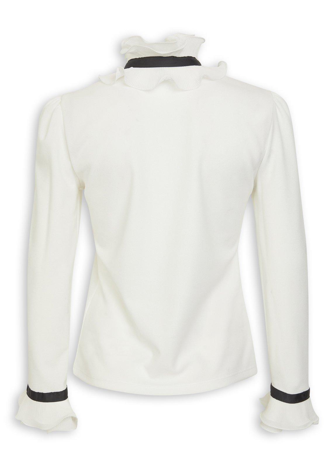 White Ruffle Neck Ribbon Blouse (3243312) | Truworths