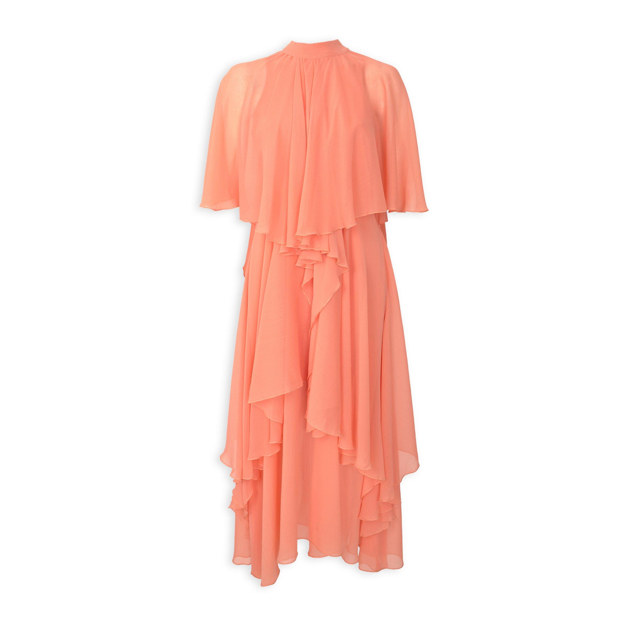 white christmas dresses Elegant A-Line One Shoulder Coral Chiffon Long Bridesmaid Dress main image 0