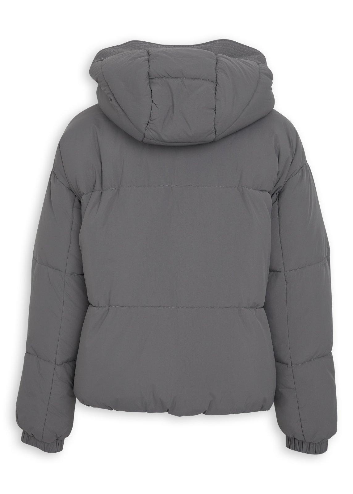 IDEE PUFF cover gray ♡ Grey Hooded Funnel Puffer Jacket (3243623) | Hey Betty