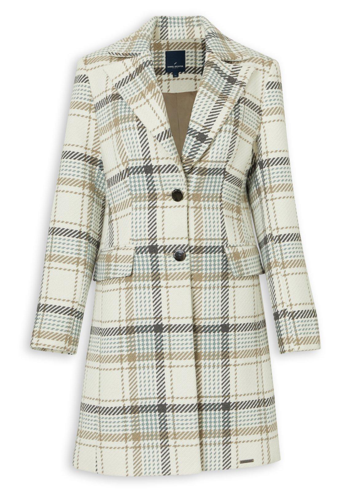 Cream Multi Boucle Check Coat (3243655) | Daniel Hechter