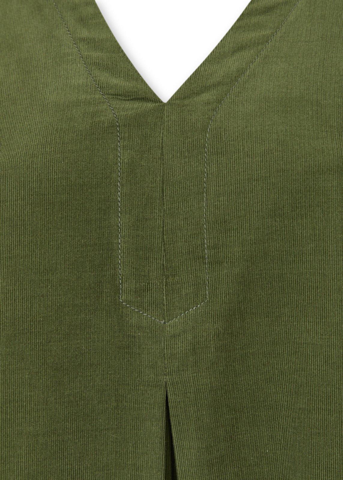 embroidered green dress Olive Green Corduroy Pinafore Dress