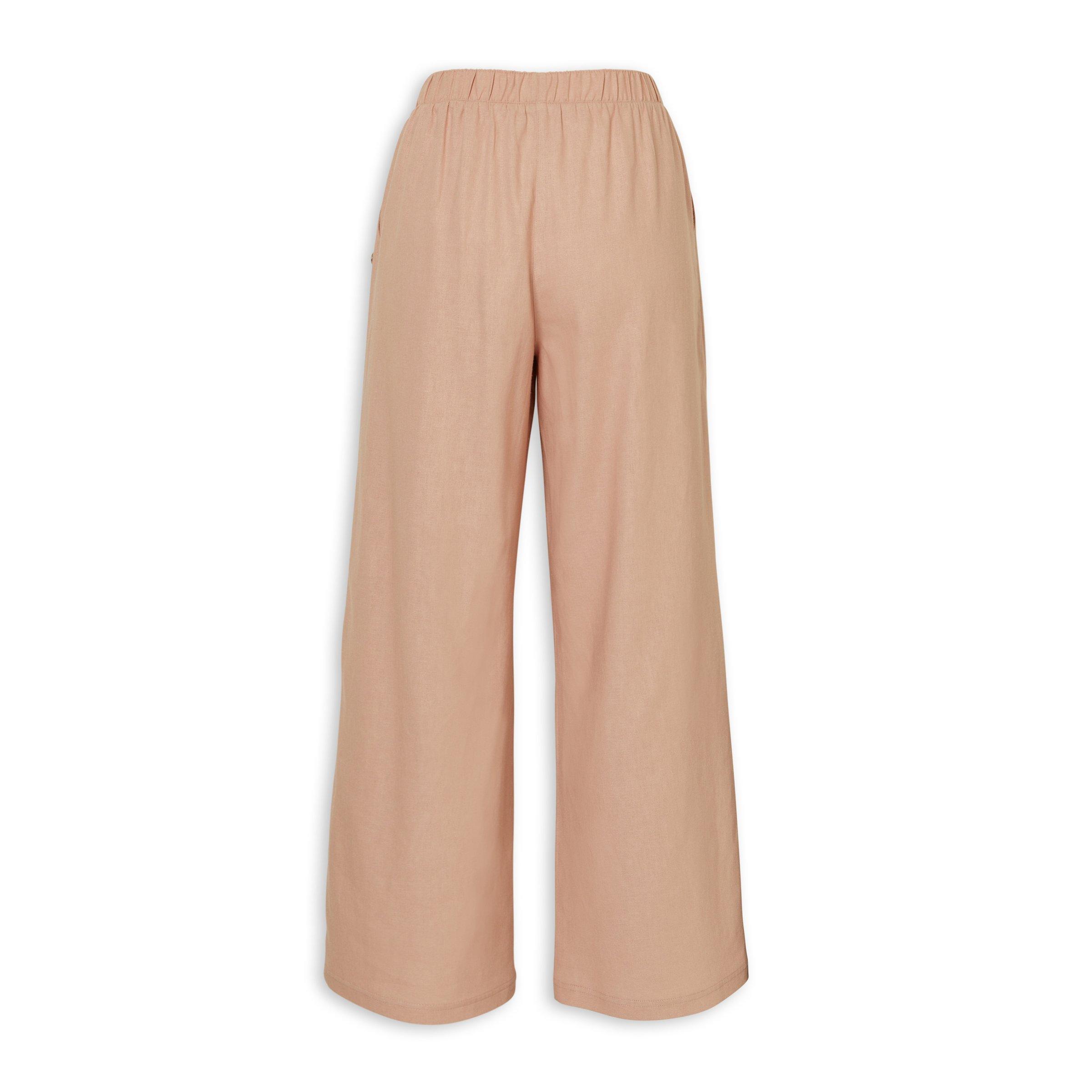 Pink Linen Blends Wide Leg Pants (3247145) | TRS