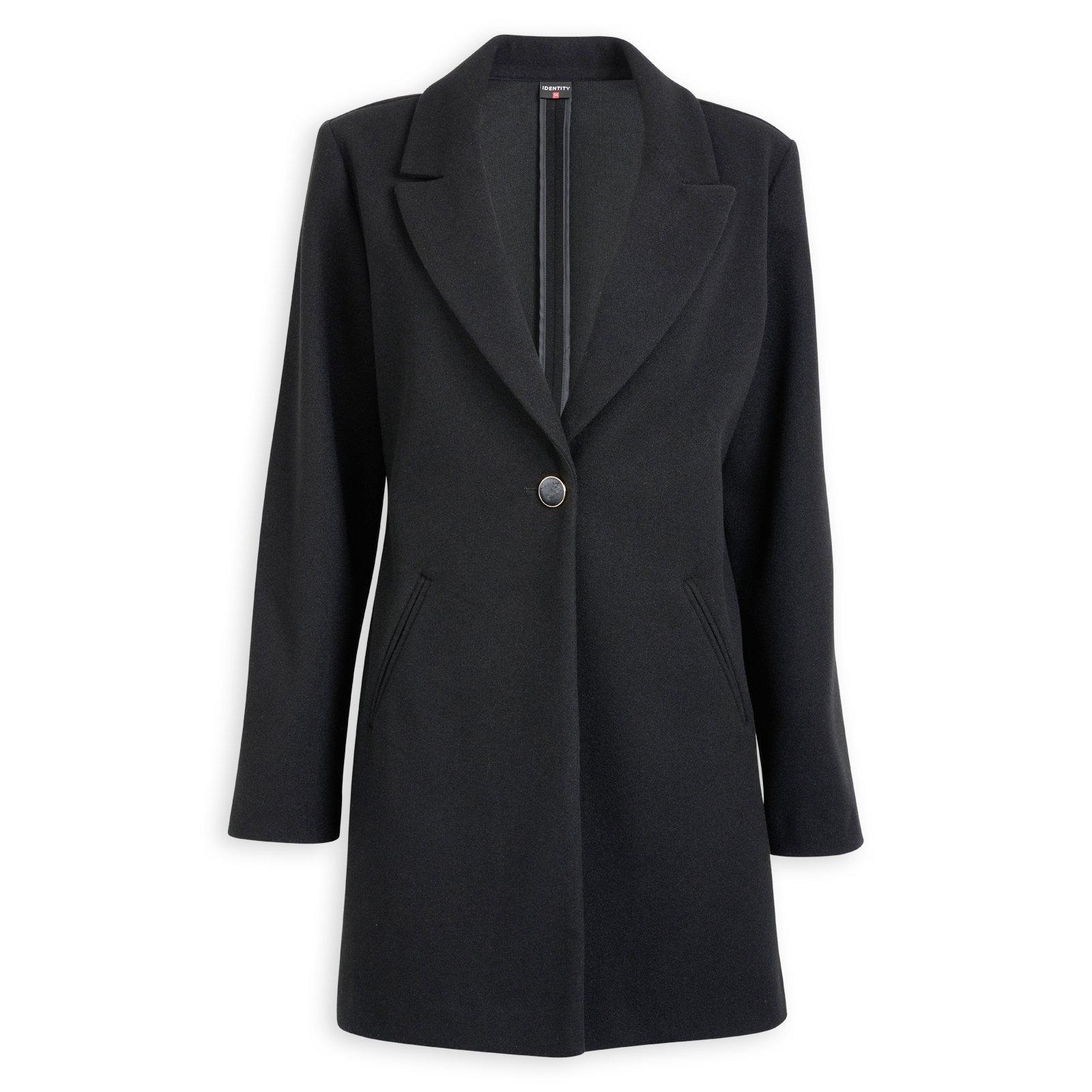 Black Melton Button Close Coat (3247263) | Identity