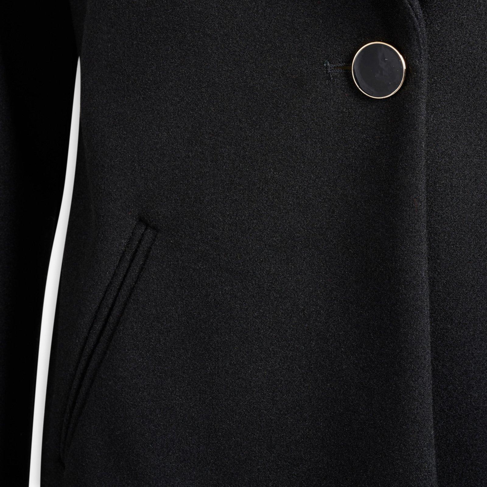 Black Melton Button Close Coat (3247263) | Identity