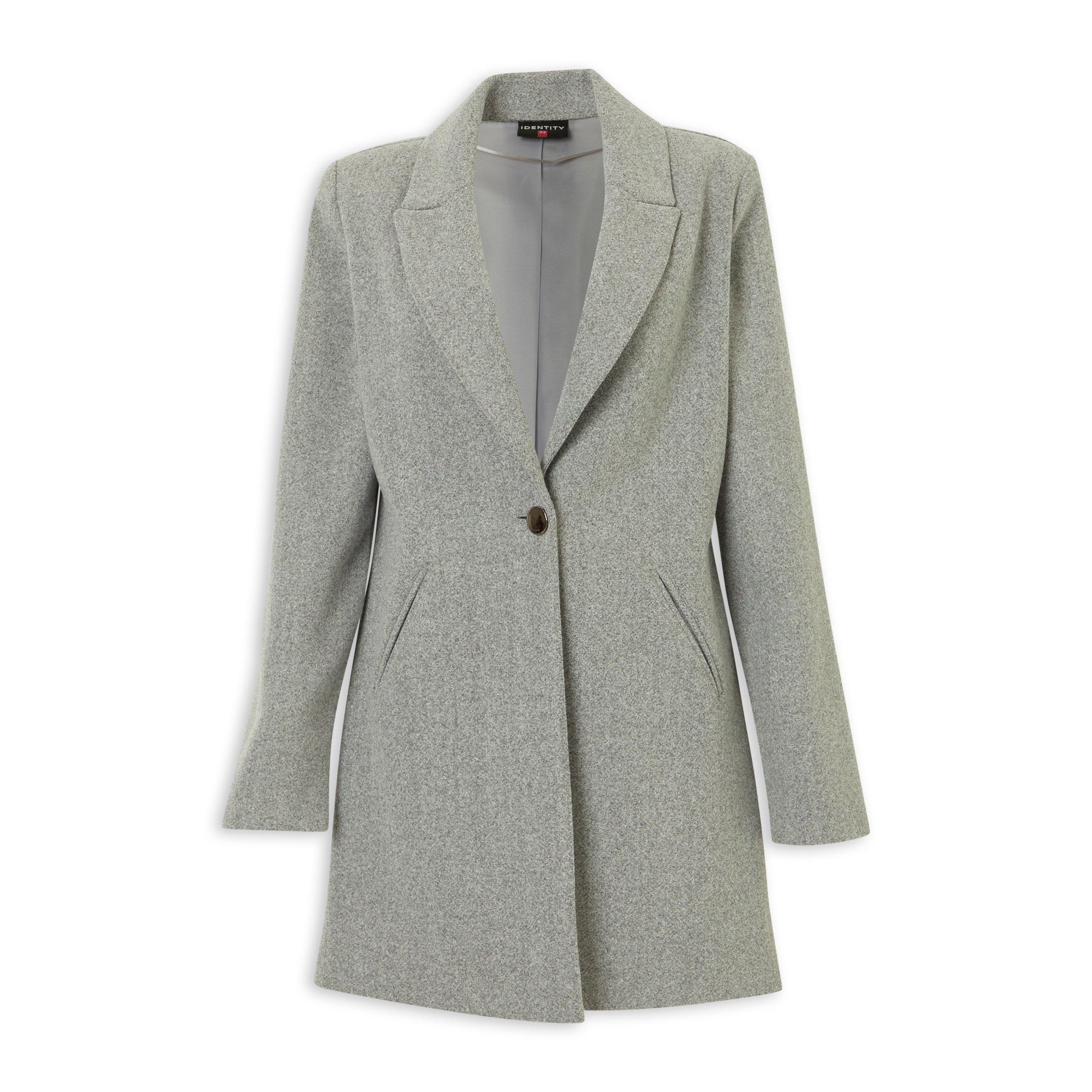 Grey Tailored Melton Coat (3247381) | Identity
