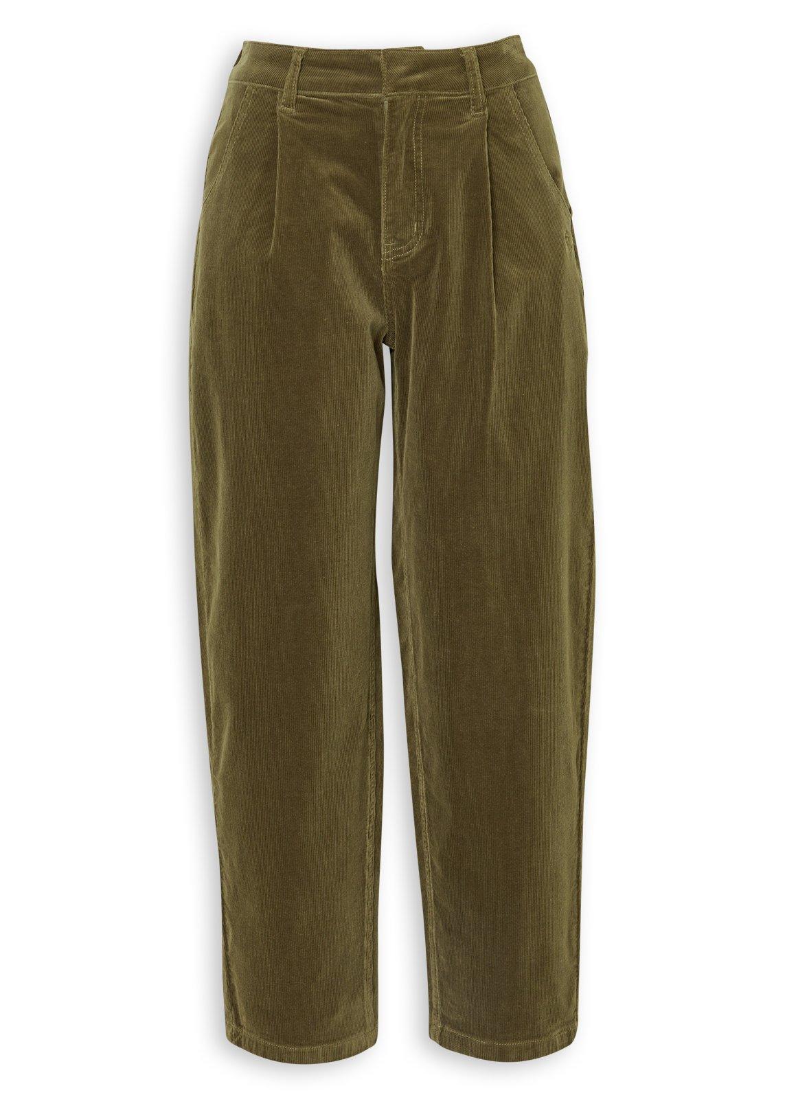 Olive Green Barrel Corduroy Pants (3247474) | TRS
