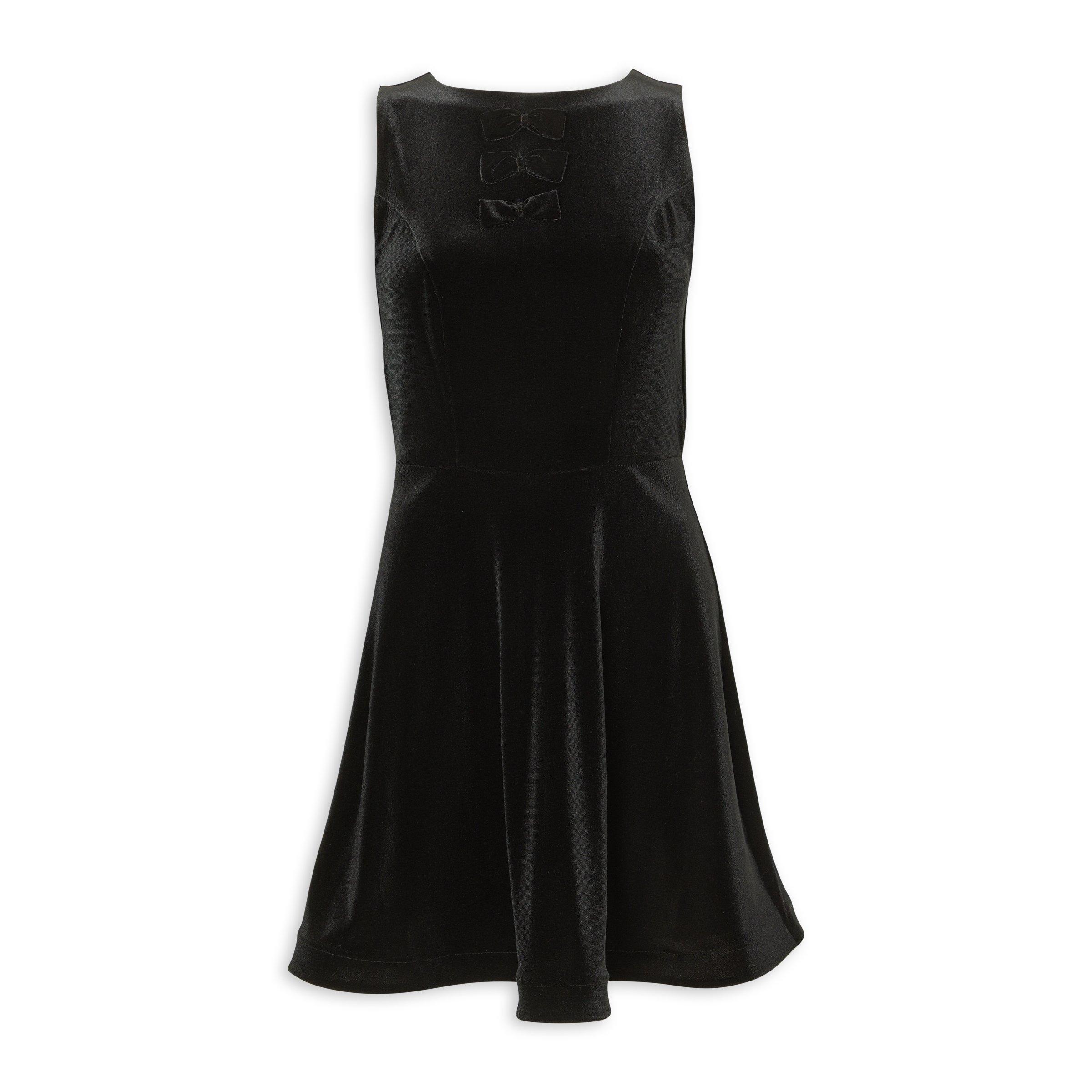 Black Bow Velour Fit & Flare Dress (3247530) | Identity