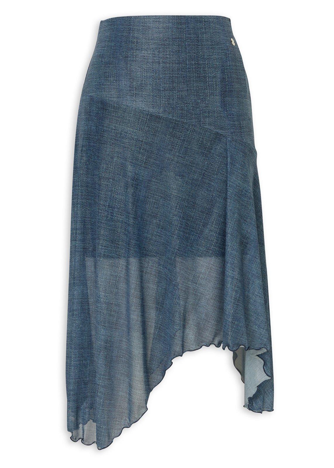 Denim Mesh Asymmetric Skirt (3247672) | OUTBACK RED