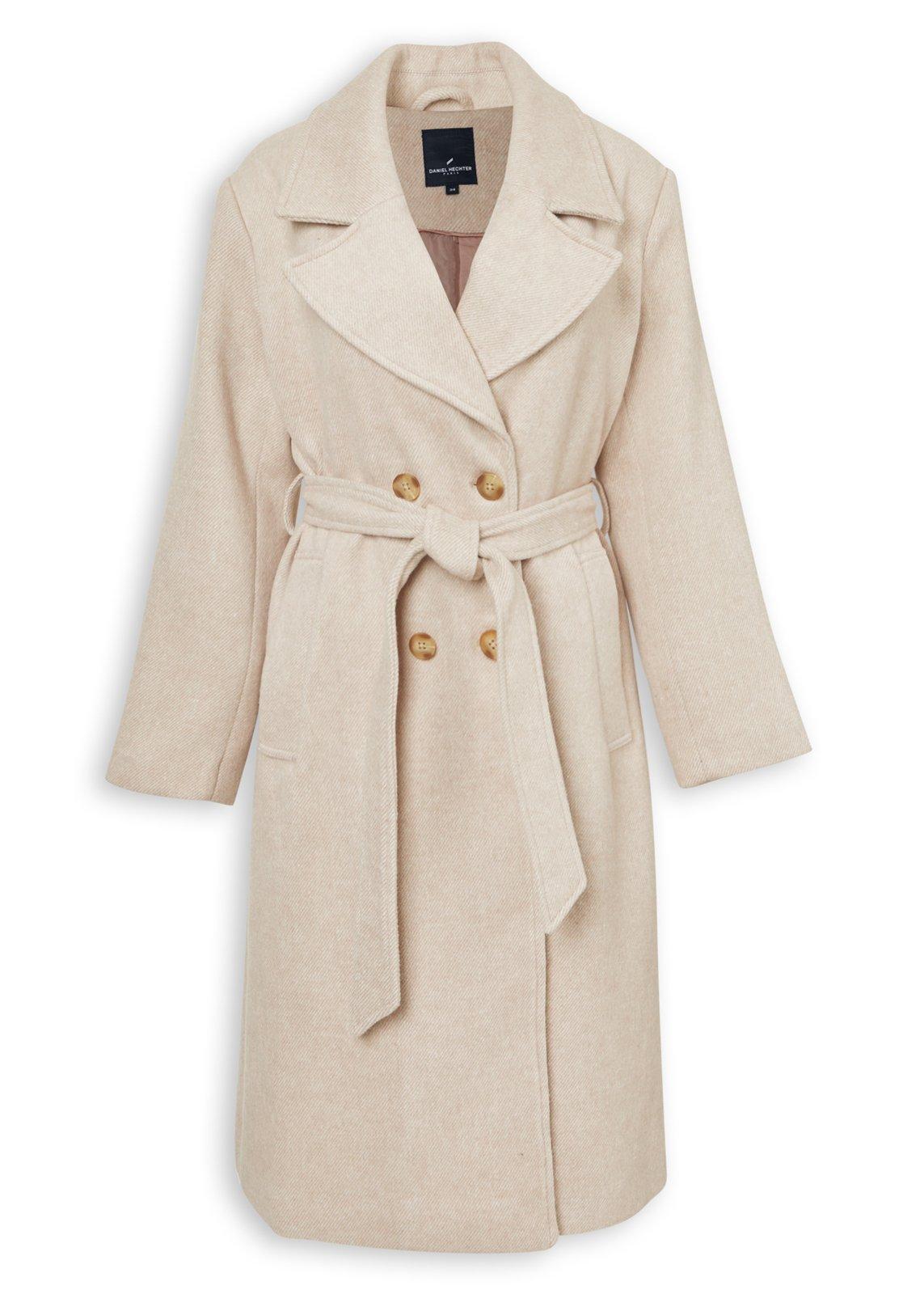 Beige Melton Belted Coat (3247701) | Daniel Hechter
