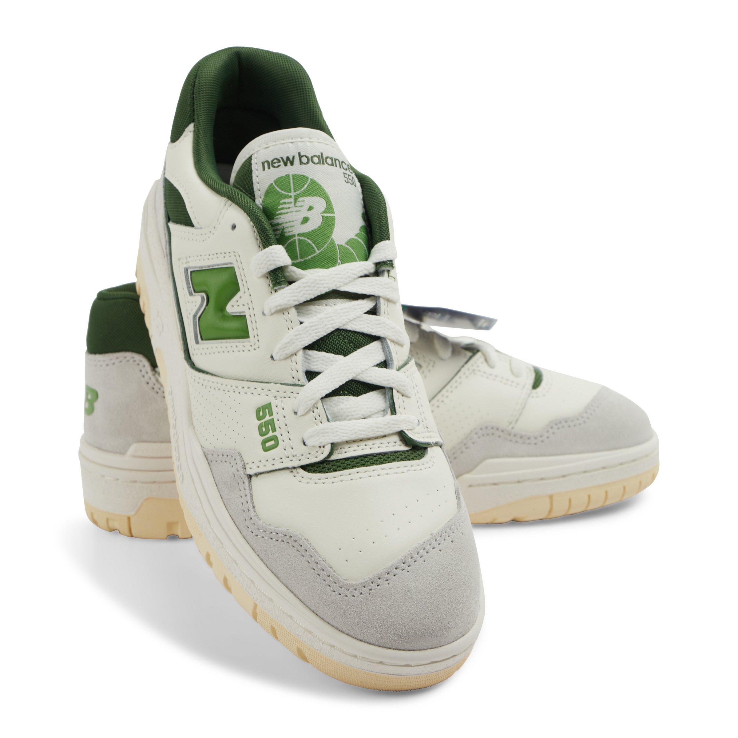 White and Green 550 Sneakers (3248653) | New Balance