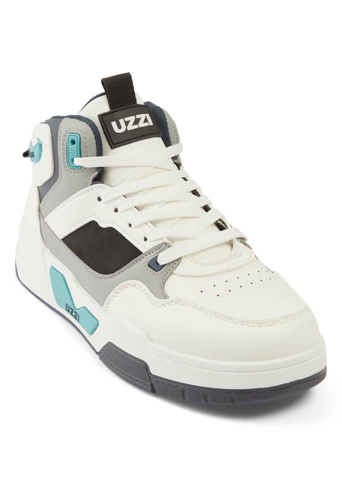 White Blues Pu High Top Sneakers (3249057) | UZZI