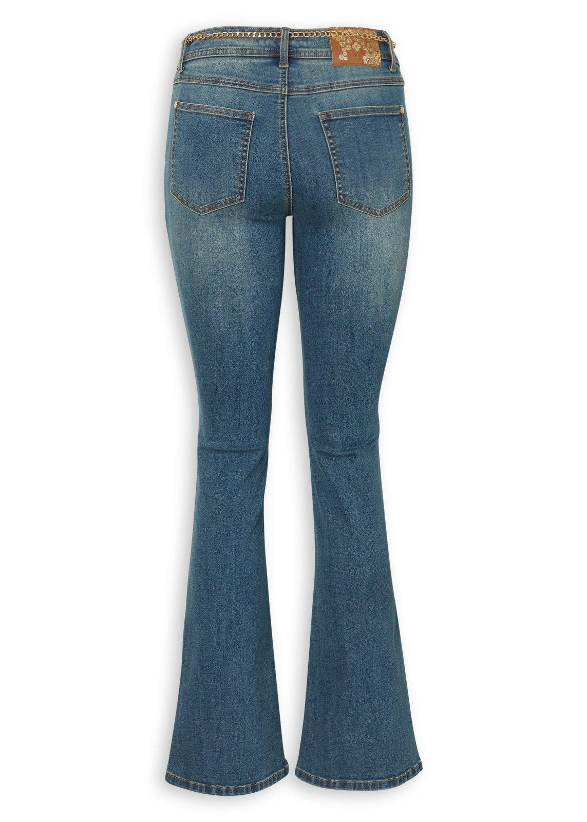 Indigo Teastain Belted Bootleg Jeans (3249114) | Ginger Mary