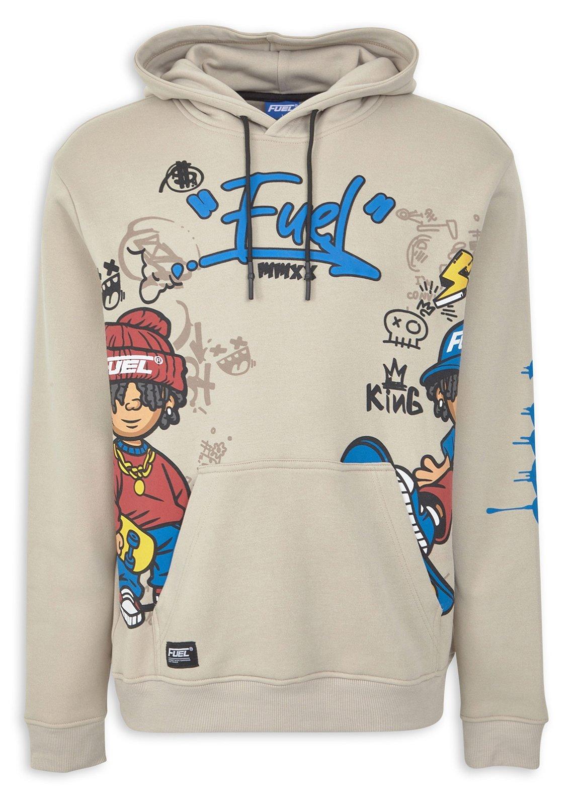Beige Graphic Hoodie (3249152) | Fuel