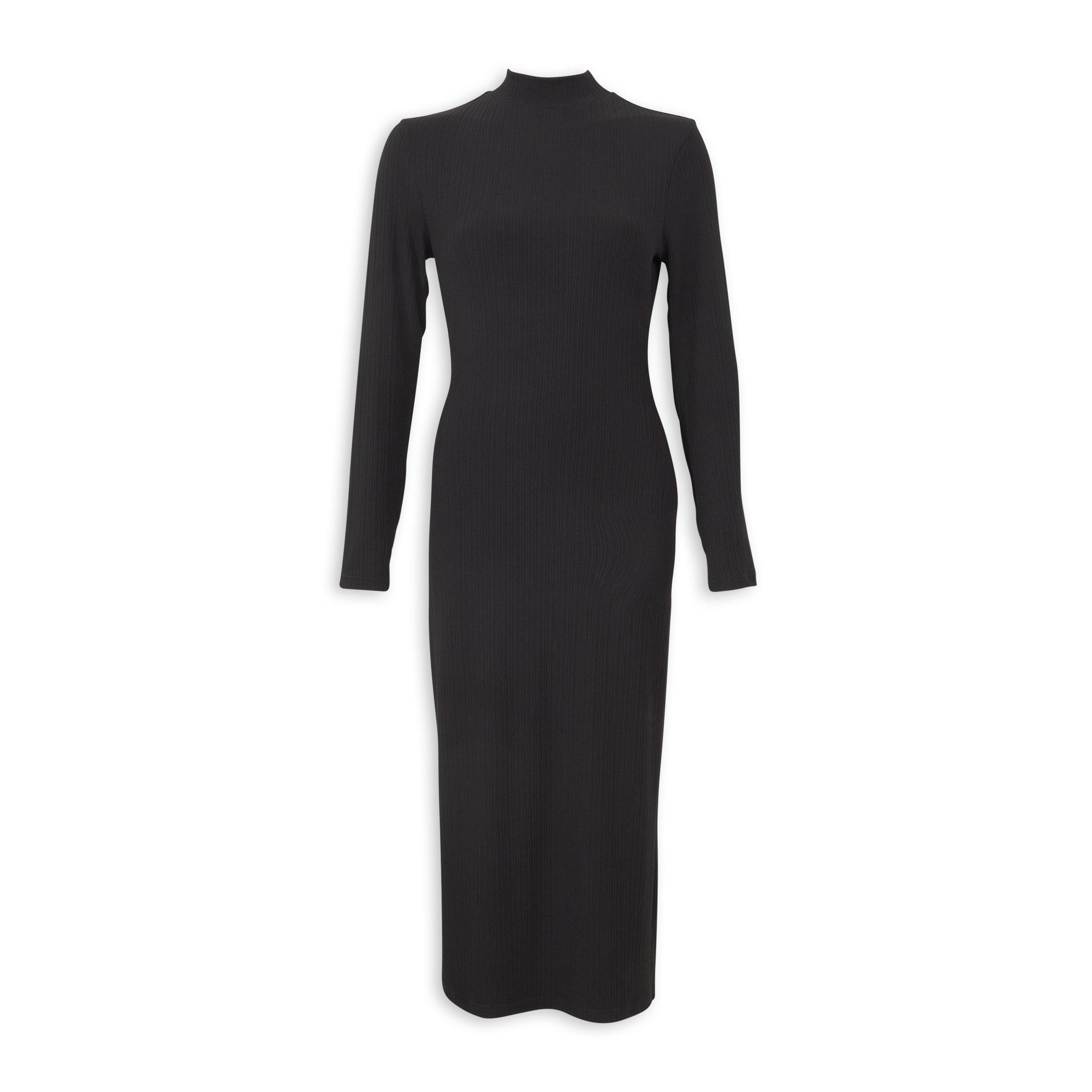 Black Ribbed Mock Neck Dress (3249282) | Identity X Sync